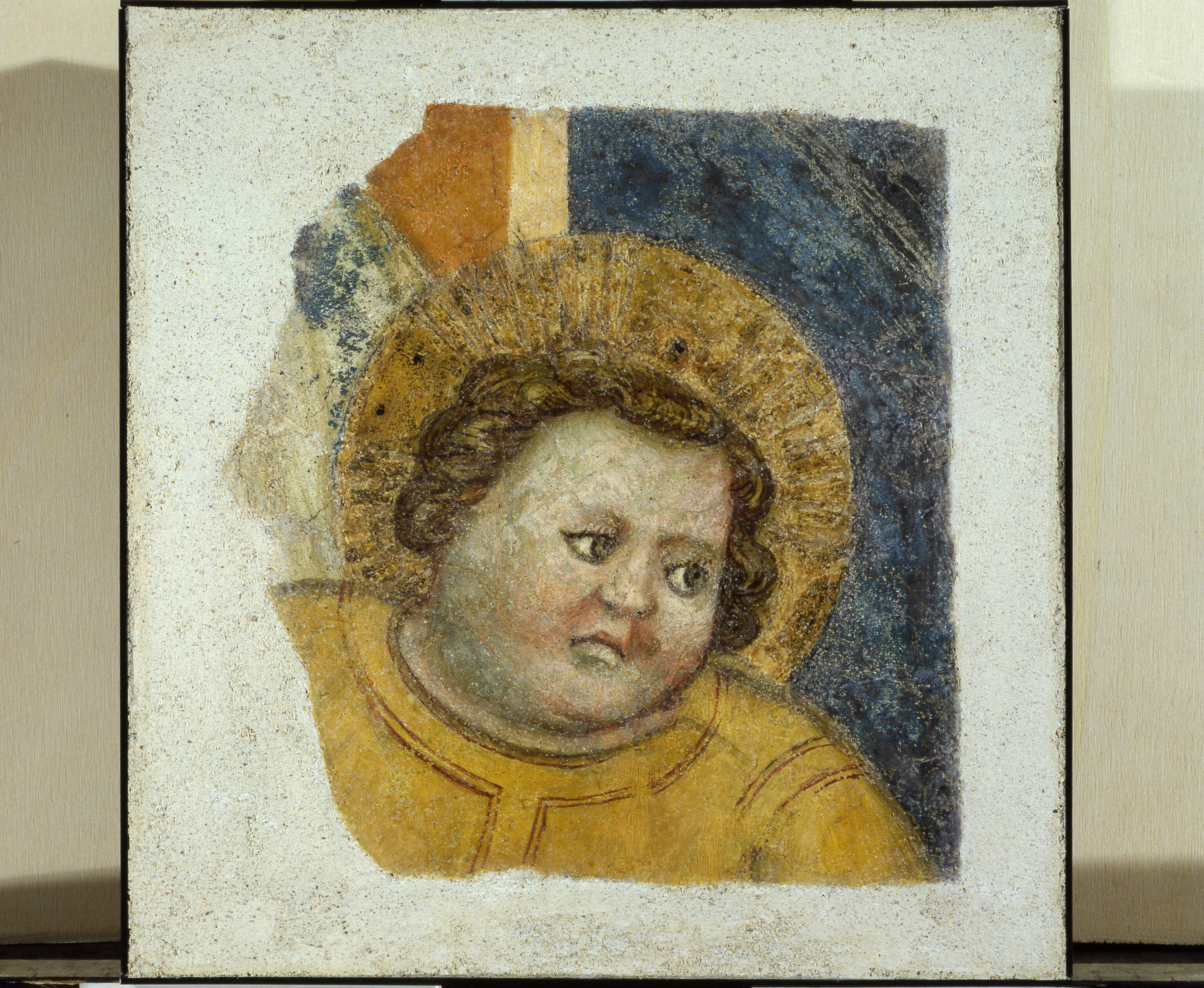 Testa di Gesù bambino, Testa di Gesù bambino (dipinto murale, frammento) di Secondo Maestro di S. Zeno (cerchia) (prima metà sec. XIV)