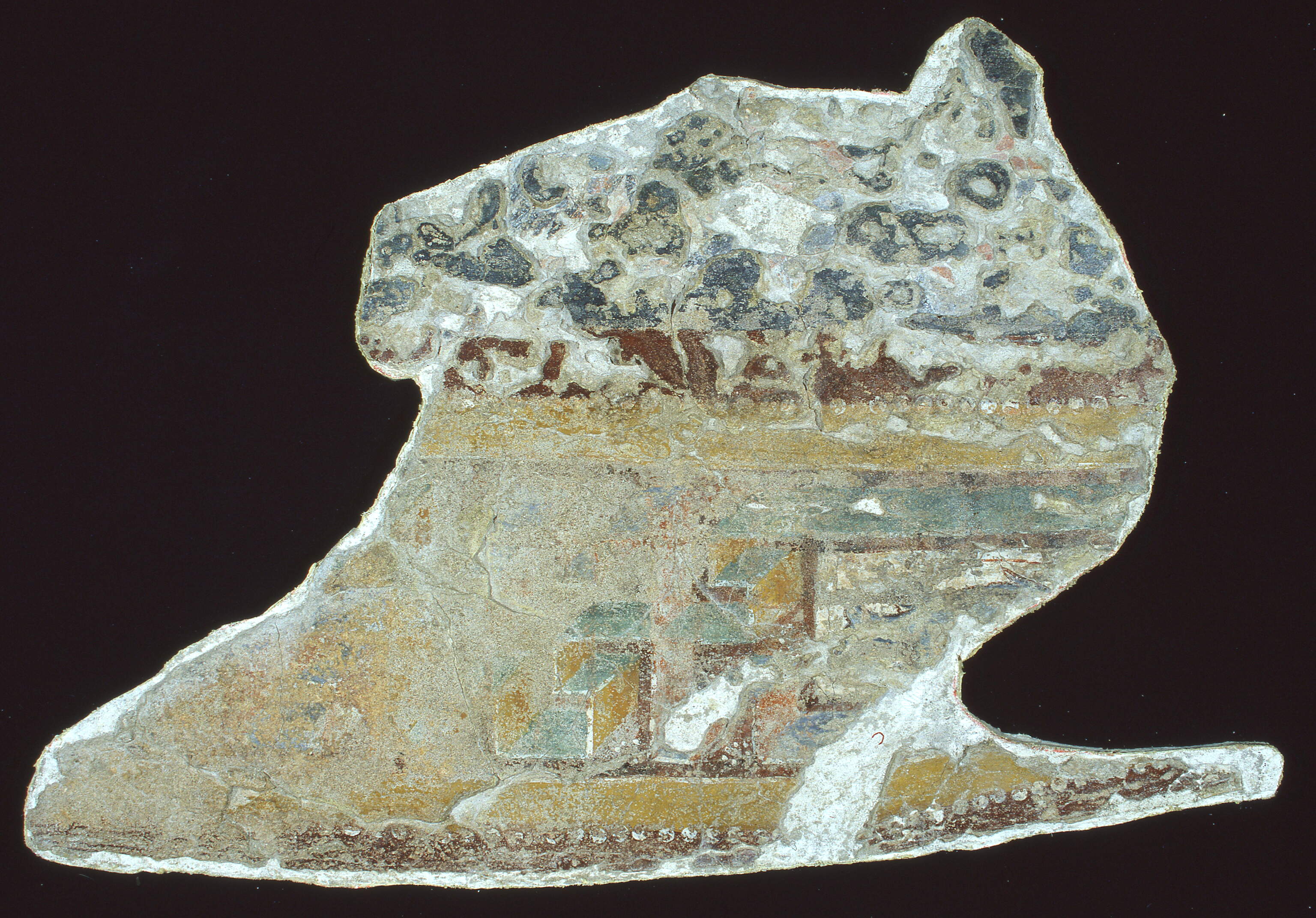 Cornice a meandro con pesce, Cornice a meandro con pesce (dipinto murale, frammento) - ambito veronese (prima metà sec. XII)