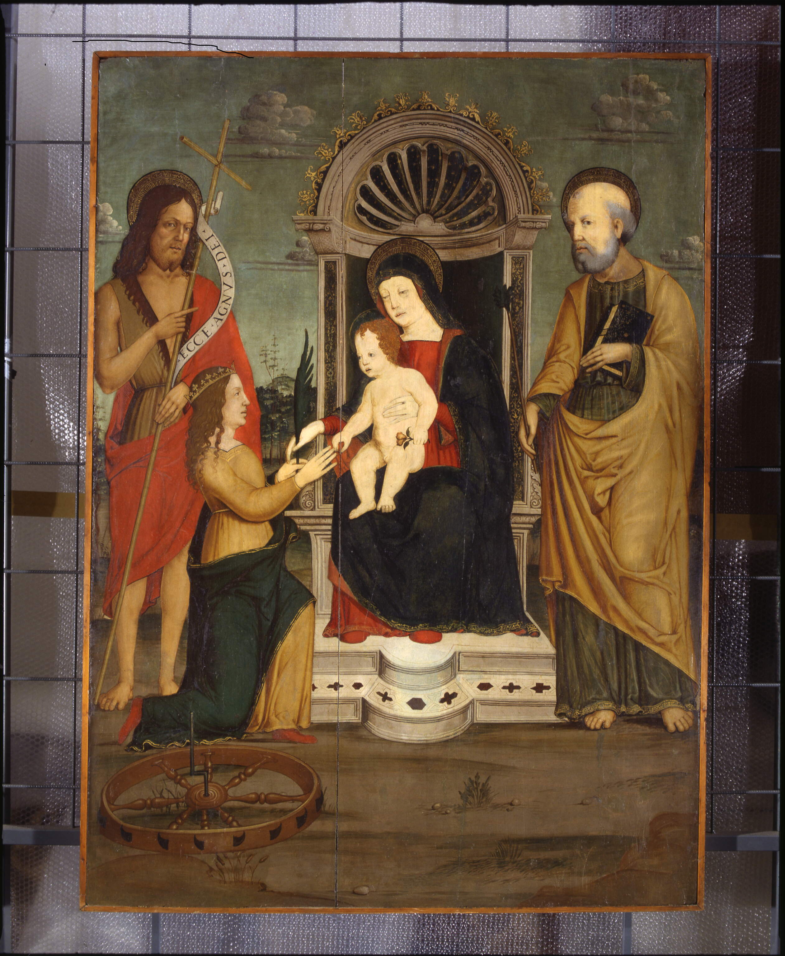 Ancona della Ruota, Matrimonio mistico di santa Caterina, detto Ancona della Ruota (dipinto, opera isolata) di Badile Antonio II (bottega) (fine sec. XV)