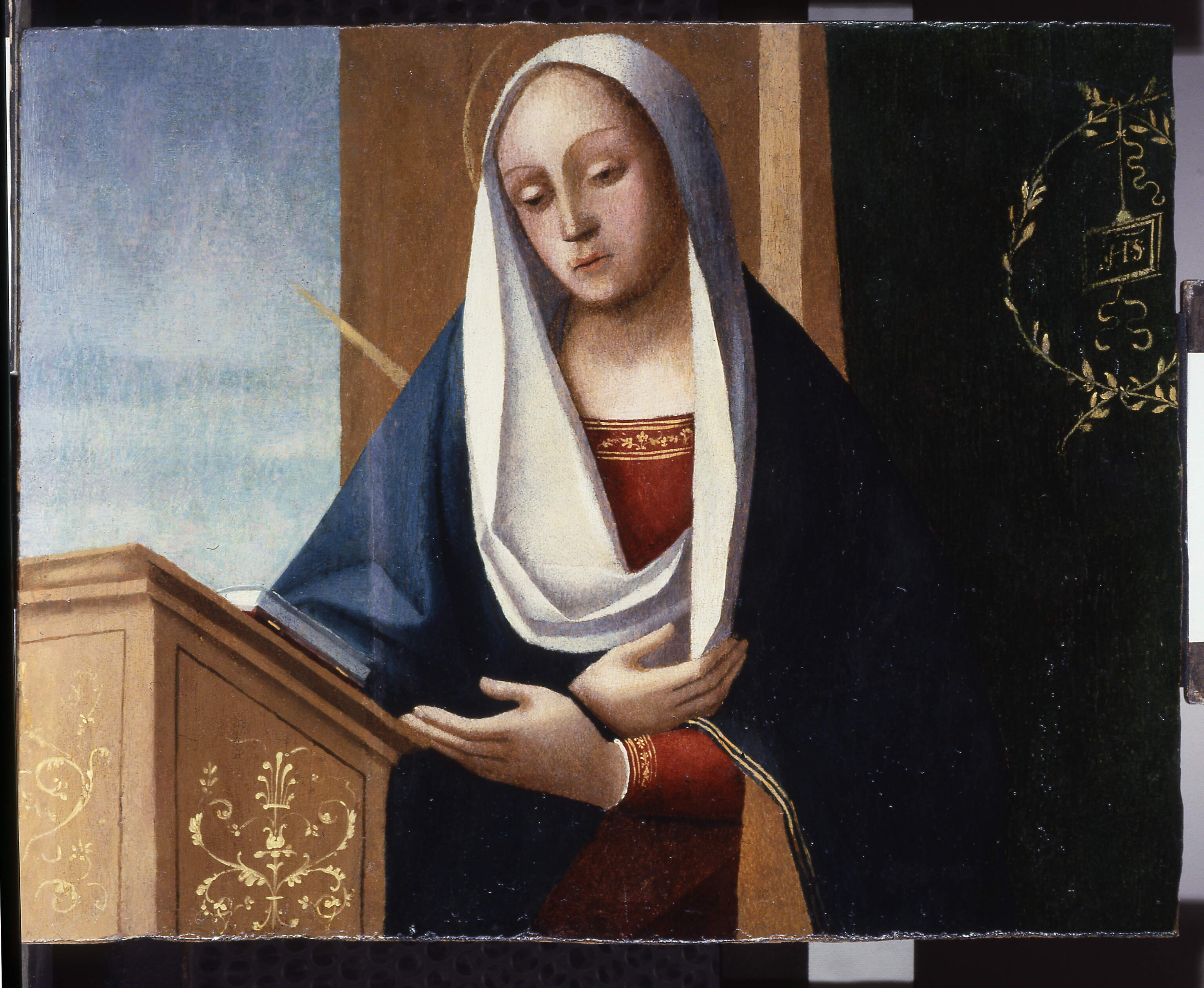 Vrgine annunciata, Vergine annunciata (ancona, frammento) di Maestro degli inchini (inizio sec. XVI)