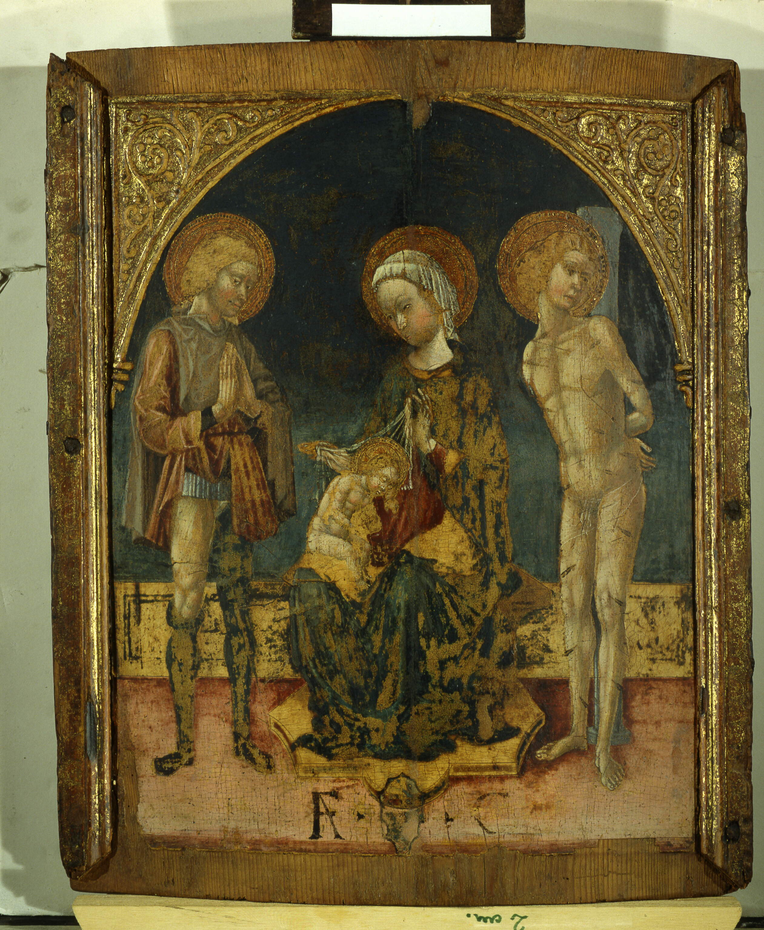 Madonna con il Bambino e i santi Rocco e Sebastiano, Madonna con il bambino e i santi Rocco e Sebastiano (dipinto, opera isolata) - Ambito veneto (seconda metà sec. XV)