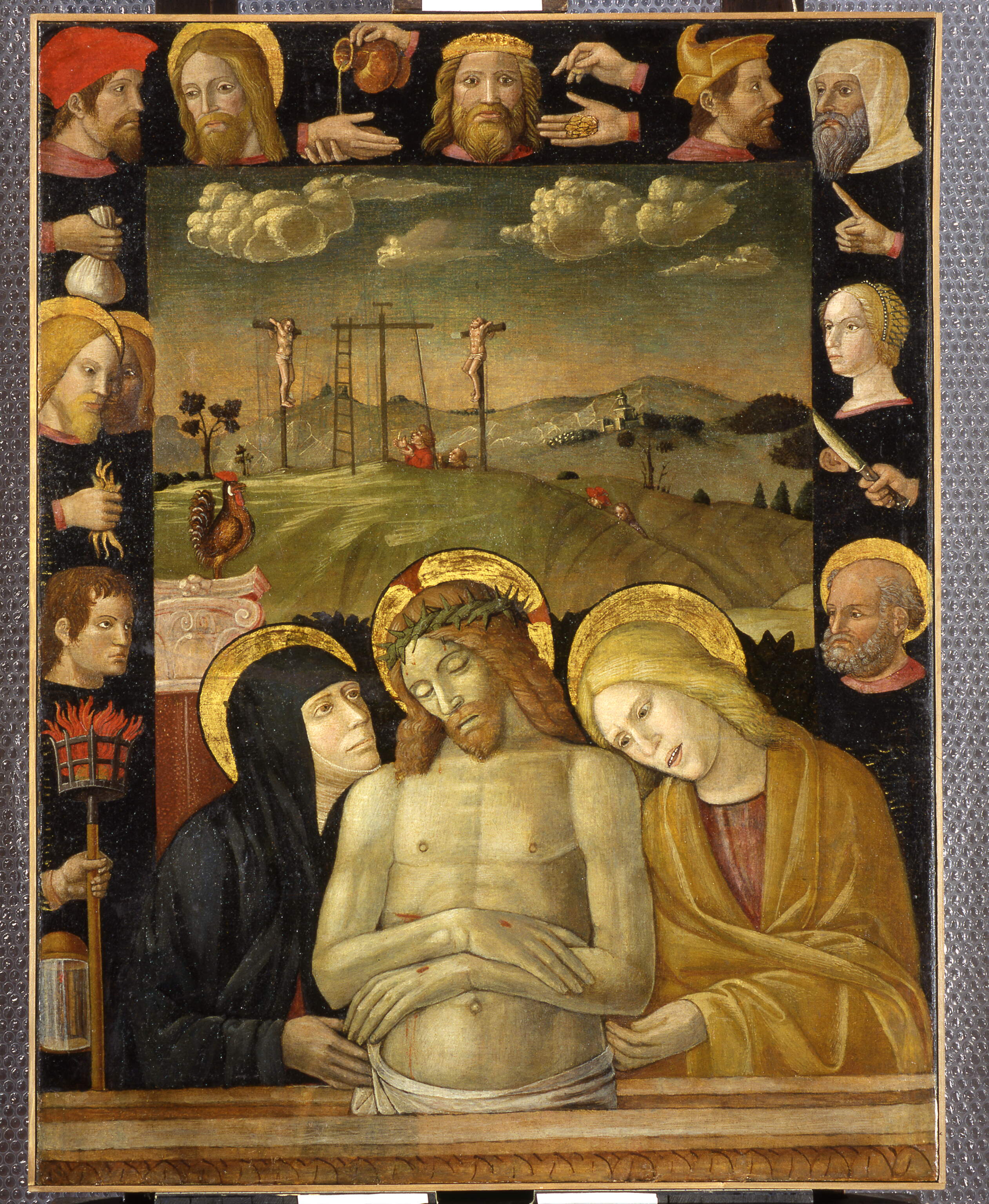 Imago pietatis con la Vergine e san Giovanni dolenti, Imago pietatis con la Vergine e san Giovanni dolenti (dipinto, opera isolata) - ambito veronese (fine sec. XV)