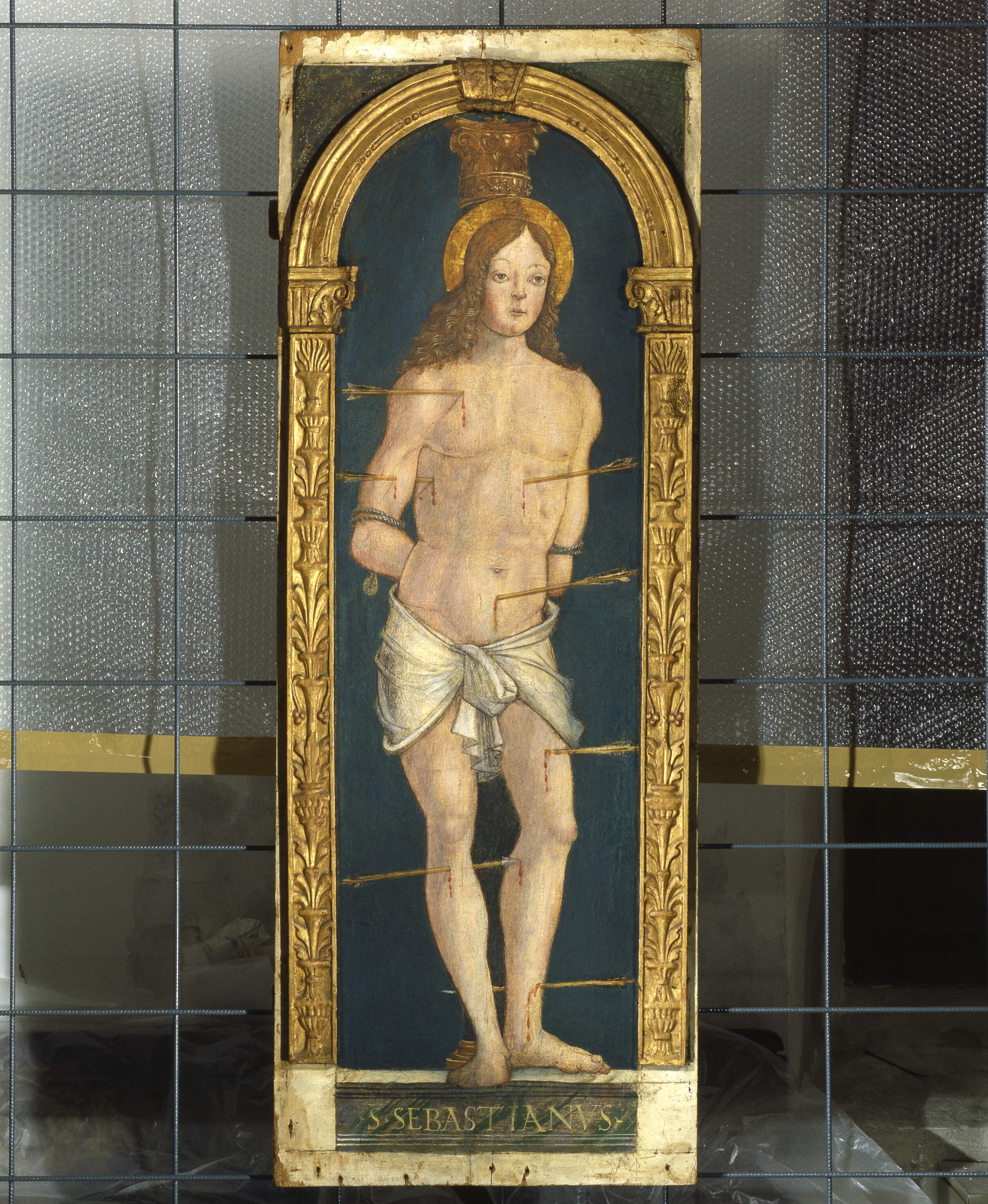 Ancona dei santi Sebastiano e Rocco, Padre eterno, simboli dei quattro evangelisti, San Sebastiano, San Rocco, martirio di San Sebastiano, Annunciazione, quattro Dottori della Chiesa (polittico dipinto, opera isolata) - ambito veronese (sec. XVI)