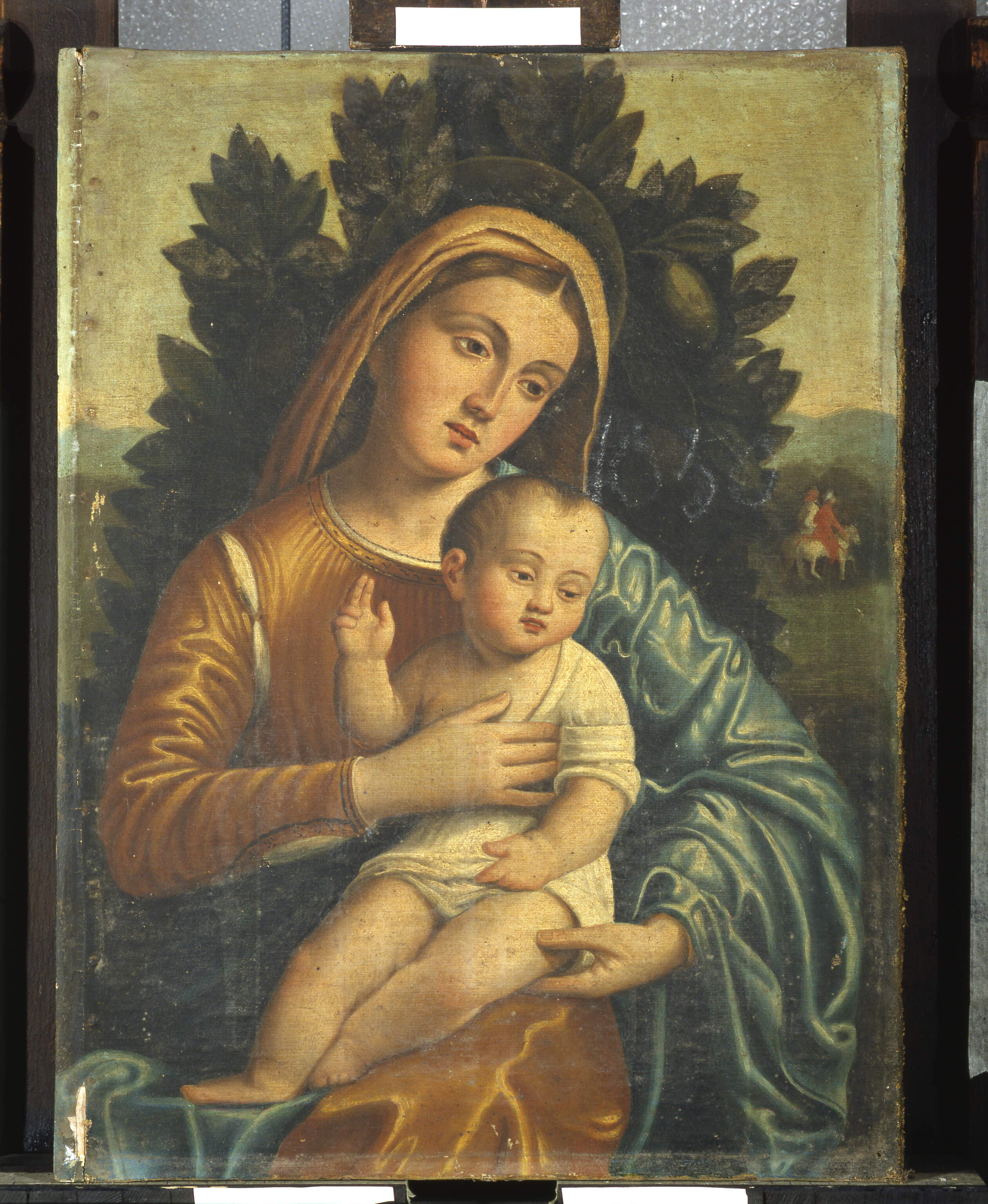 Madonna con il bambino, Madonna con Bambino (dipinto, opera isolata) di Caroto Giovanni (maniera) (fine/ inizio secc. XVIII-XIX)