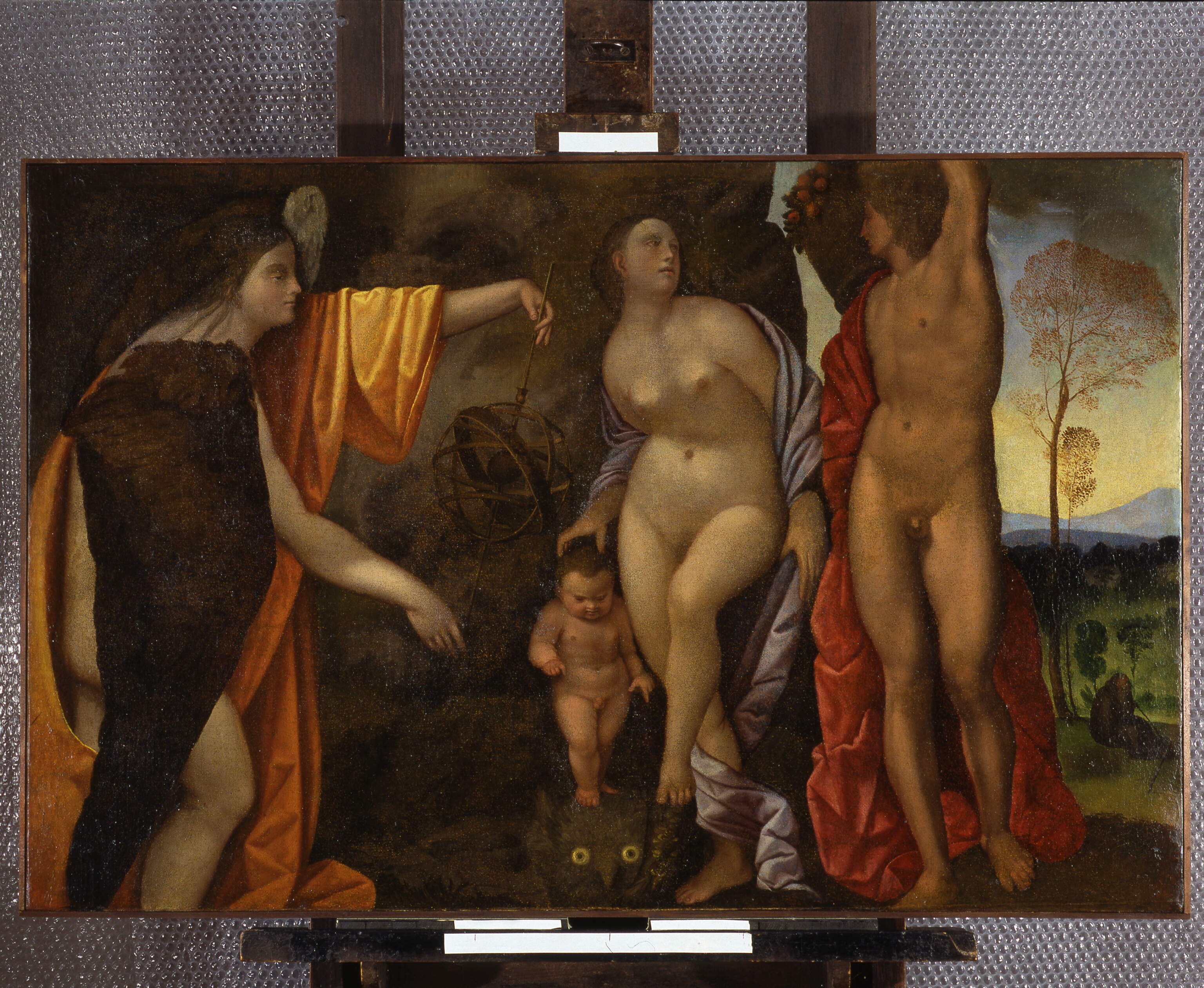 Scena allegorica, scena allegorica (dipinto, opera isolata) di Girolamo da Treviso il Giovane (secc. XVI-XVI)