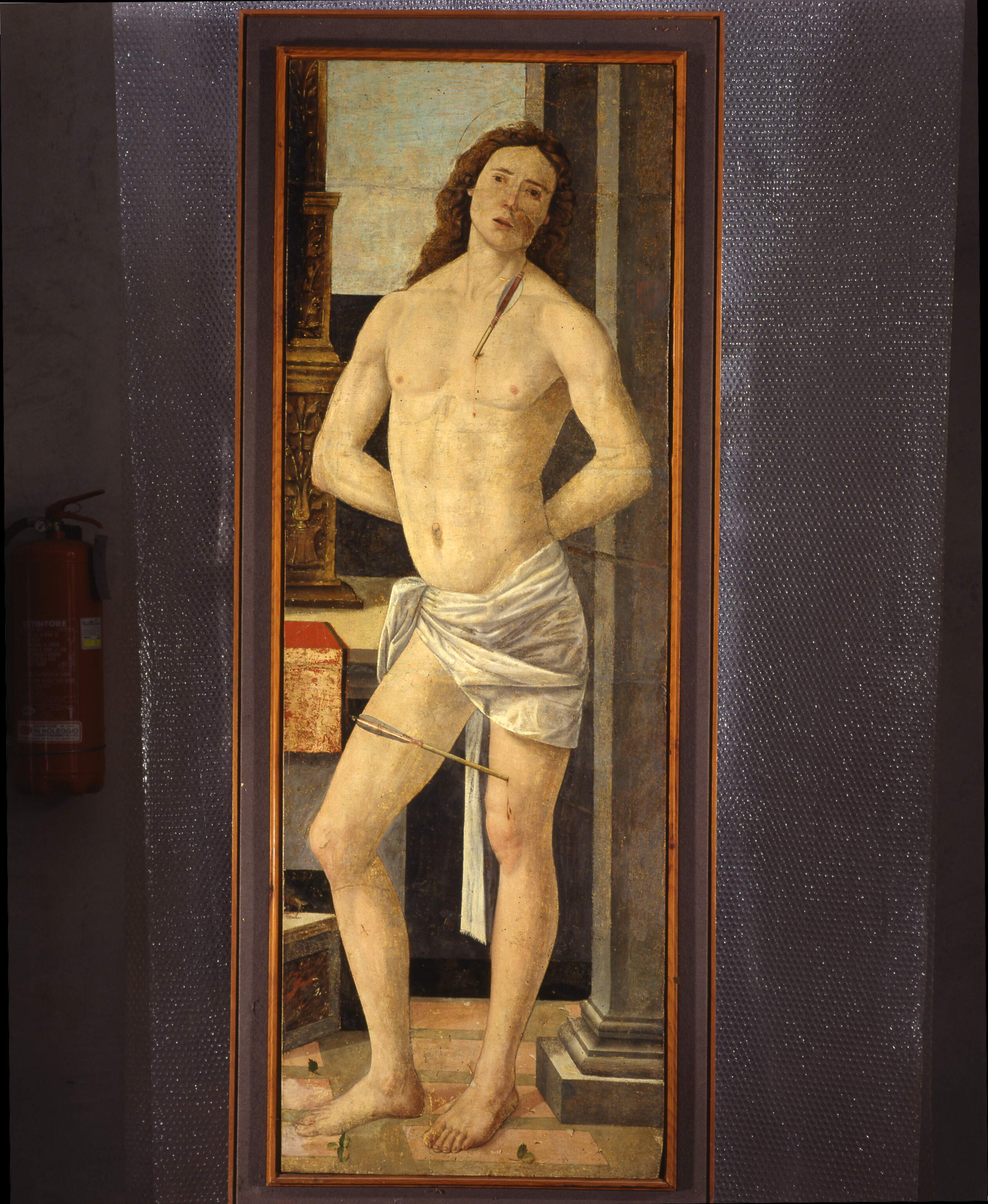 San Sebastiano, San Sebastiano (dipinto, frammento) di Caselli Cristoforo (fine sec. XV)