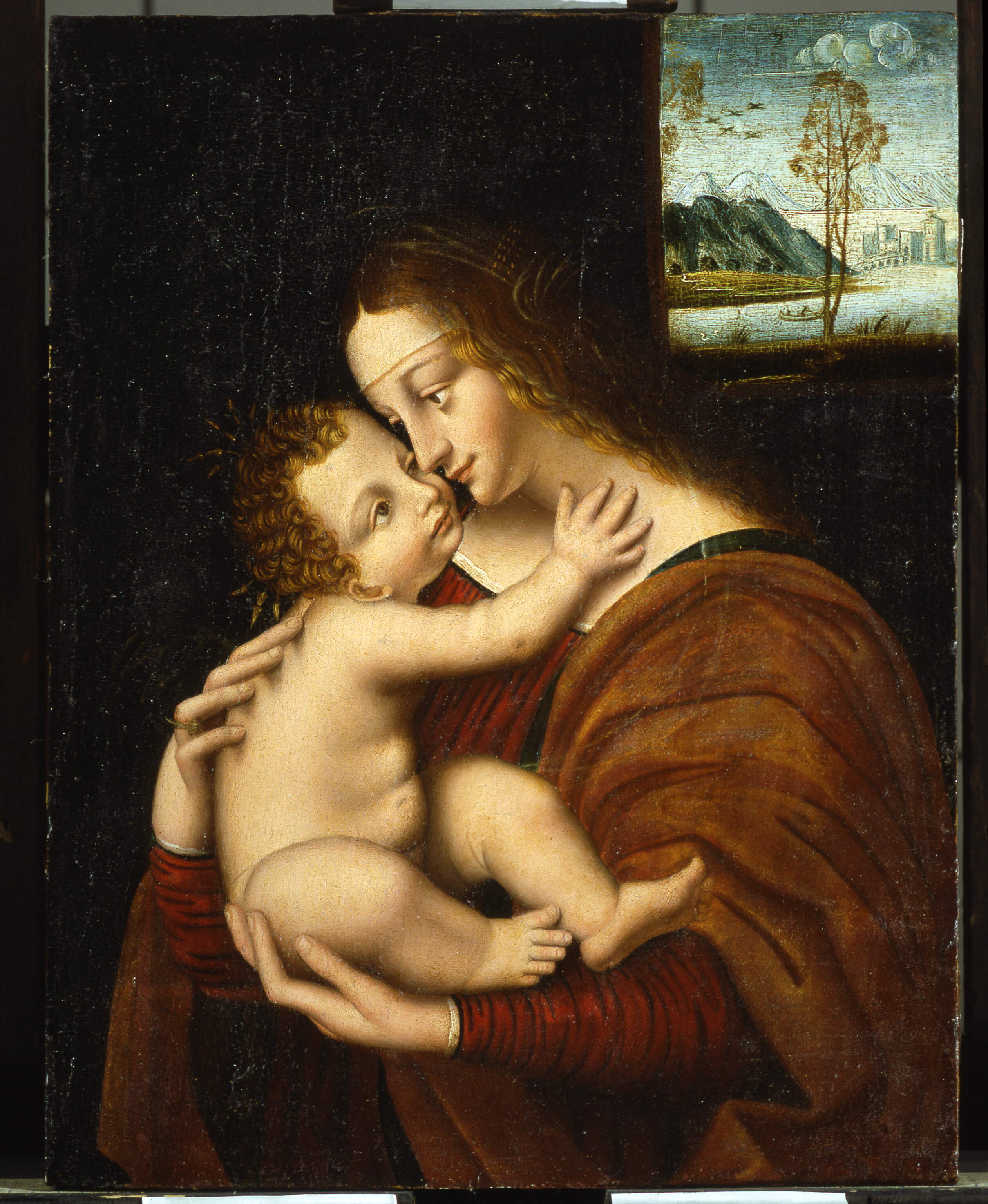 Madonna con il bambino, Madonna con Bambino (dipinto, opera isolata) - ambito lombardo (prima metà sec. XVI)