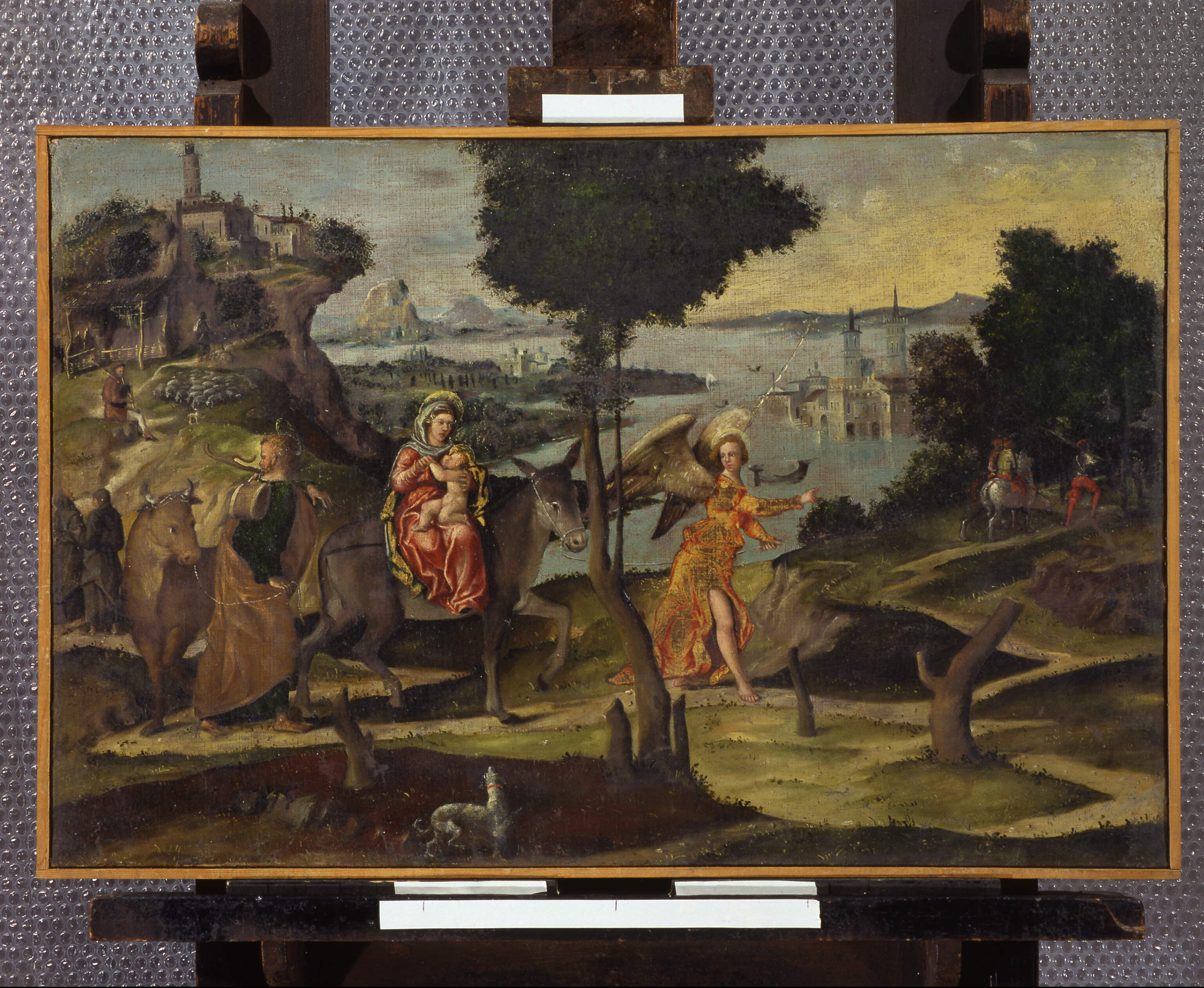 Fuga in Egitto, fuga in Egitto (dipinto, opera isolata) - ambito emiliano (sec. XVI)
