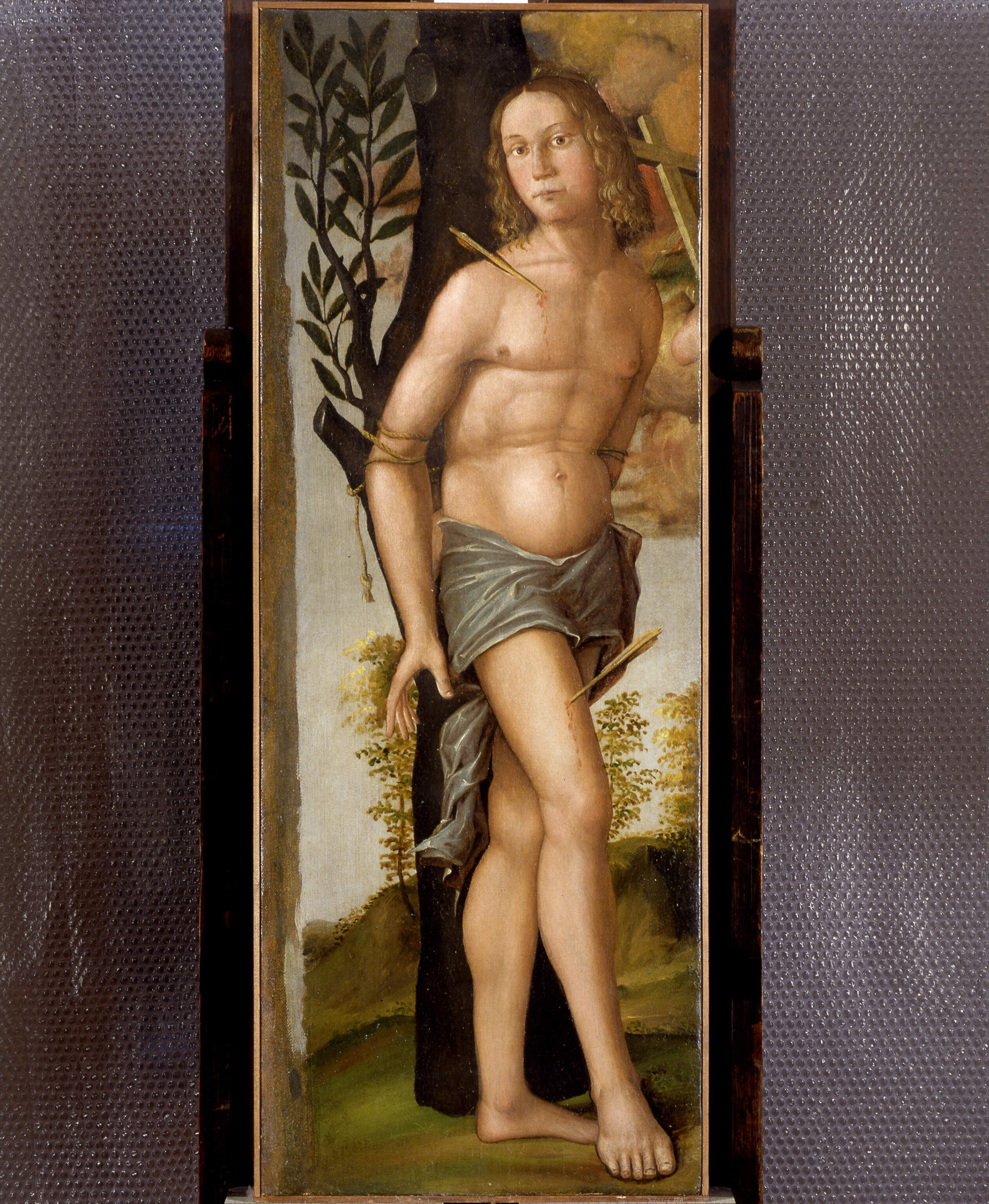 San Sebastiano, San Sebastiano (dipinto, frammento) di Antonio da Vendri (secc. XVI-XVI)