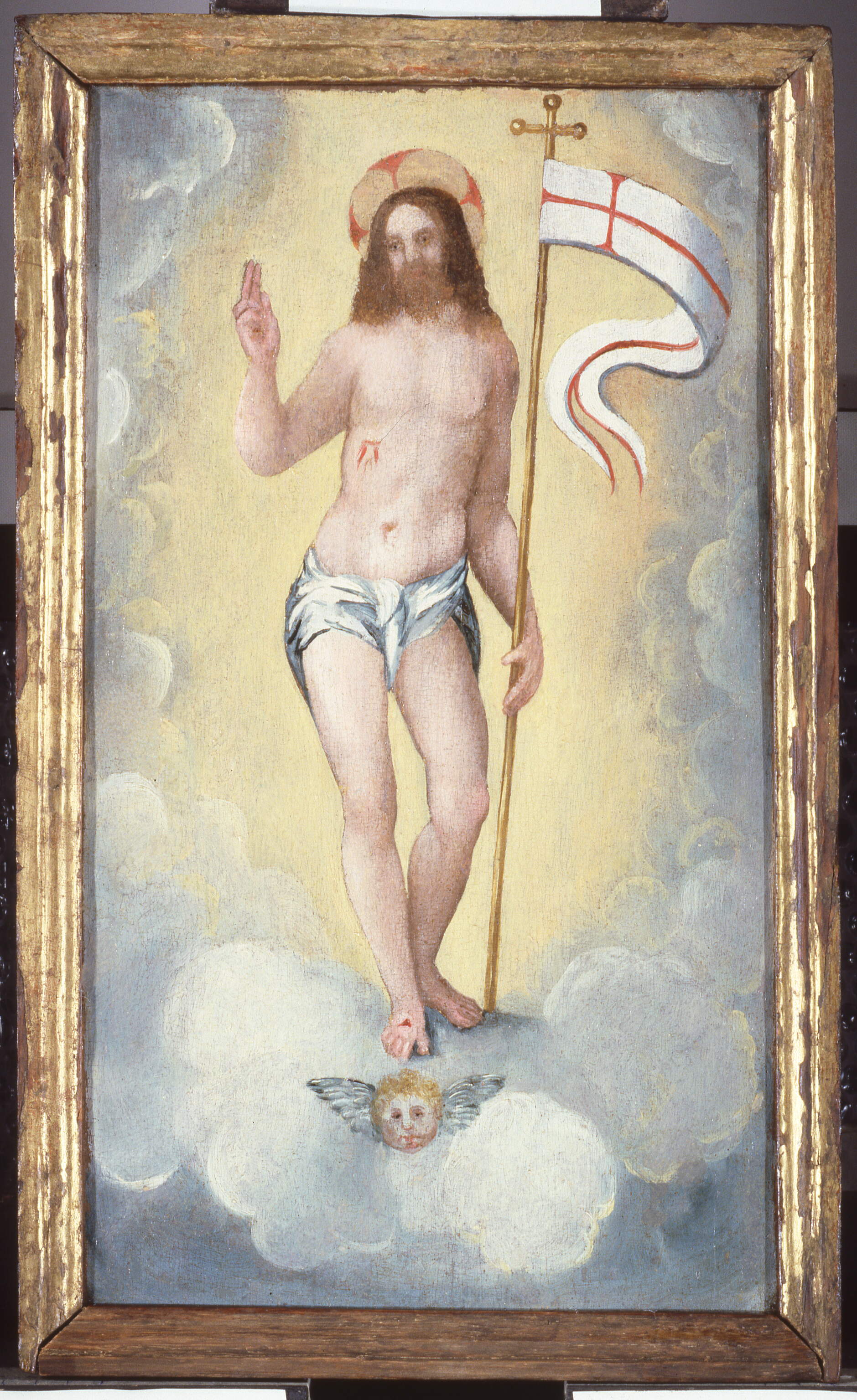 Cristo risorto, Cristo risorto (predella dipinta, frammento) - ambito veronese (prima metà sec. XVI)