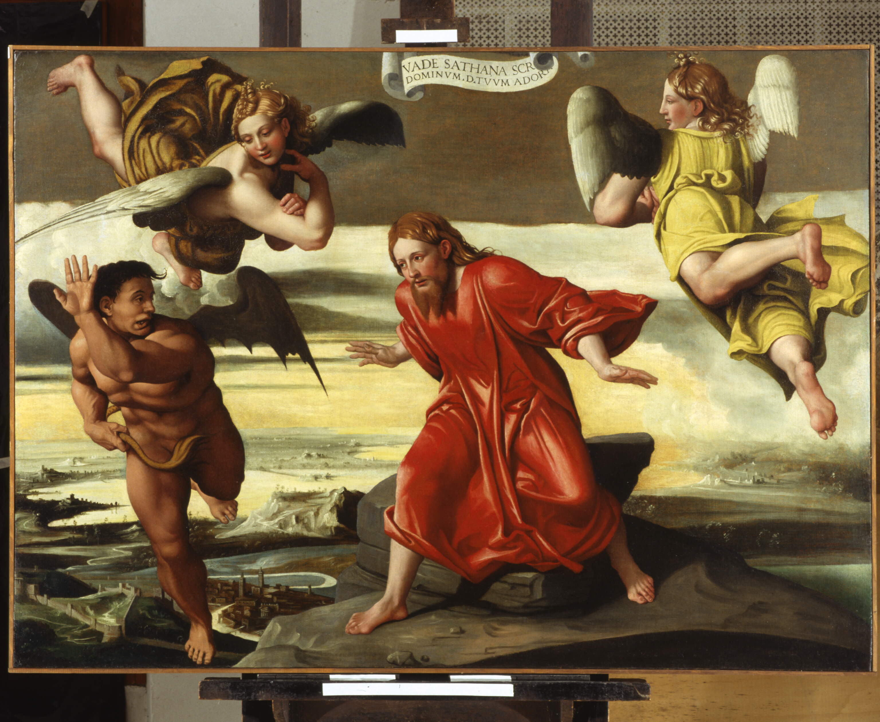 Tentazione di Cristo, Tentazione di Cristo (dipinto, opera isolata) di Caroto Giovanni Francesco (secc. XVI-XVI)