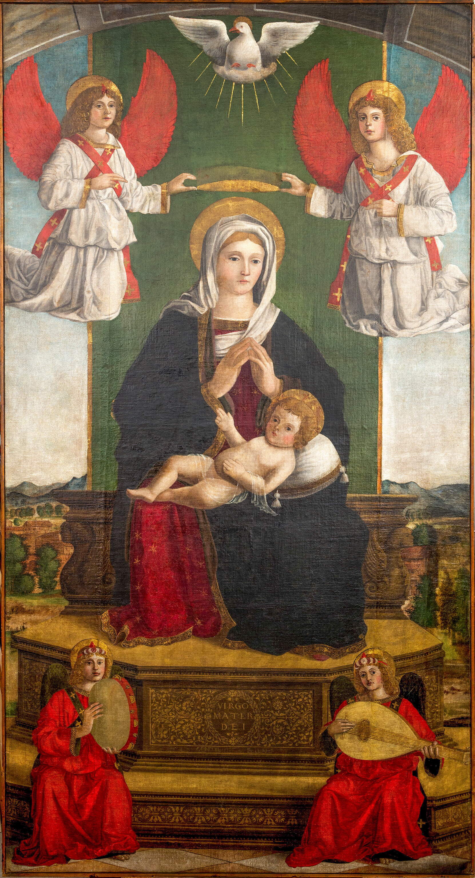 Madonna con il bambino in trono e angeli, Madonna con il bambino in trono e angeli (dipinto, frammento) - ambito veronese (primo quarto sec. XVI)