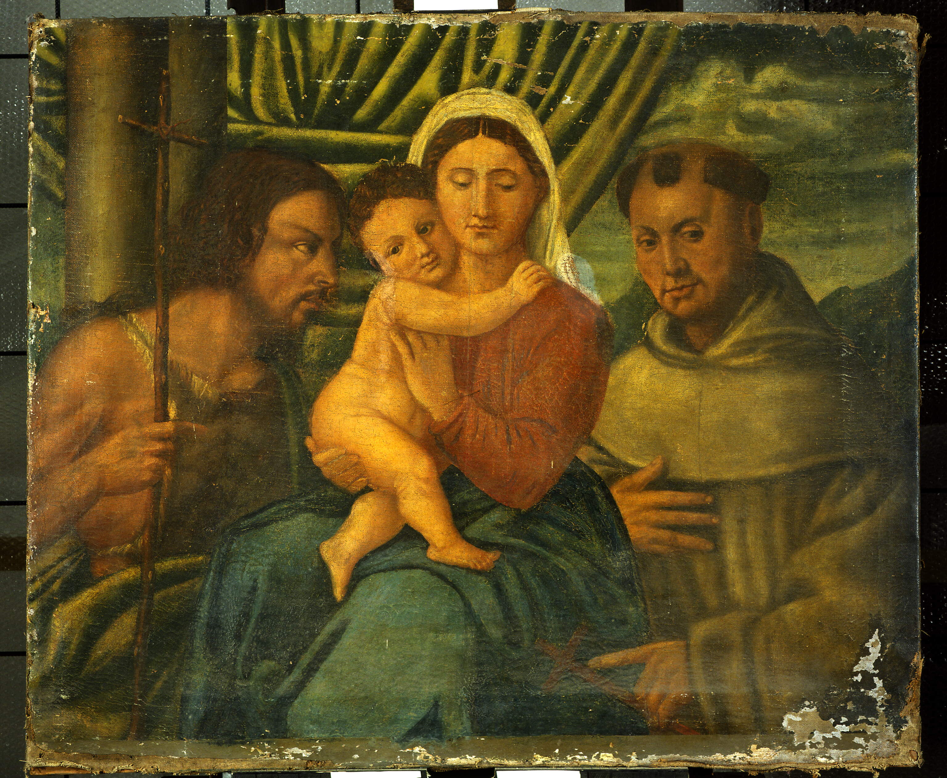 Madonna con il bambino e i santi Giovanni battista e Francesco, Madonna con il bambino e i santi Giovanni battista e Francesco (dipinto, opera isolata) - ambito veneto (sec. XVI)