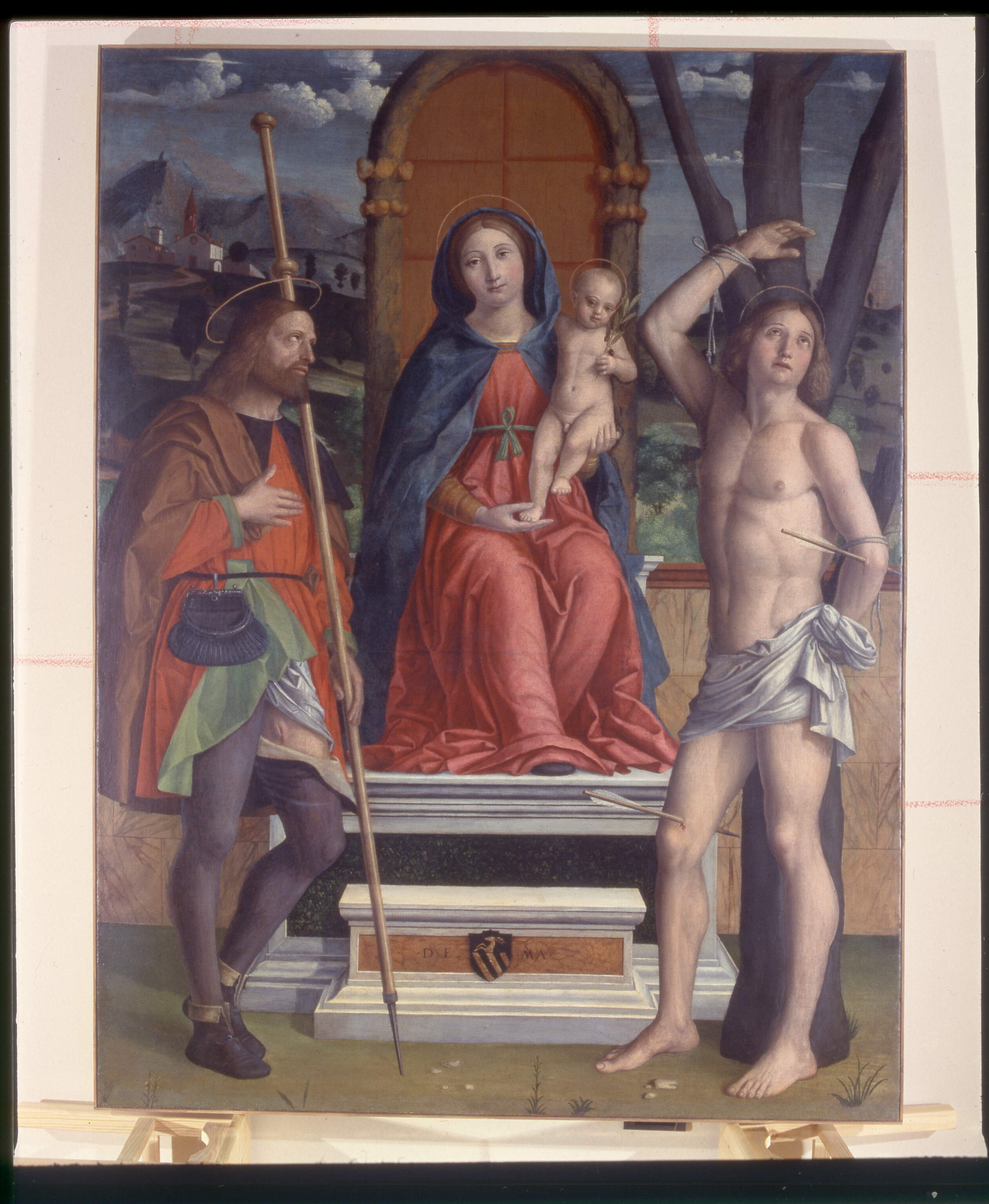 Madonna Maffei, Madonna con il bambino e i santi Rocco e Sebastiano (dipinto, opera isolata) di Dai Libri Girolamo (secc. XVI-XVI)