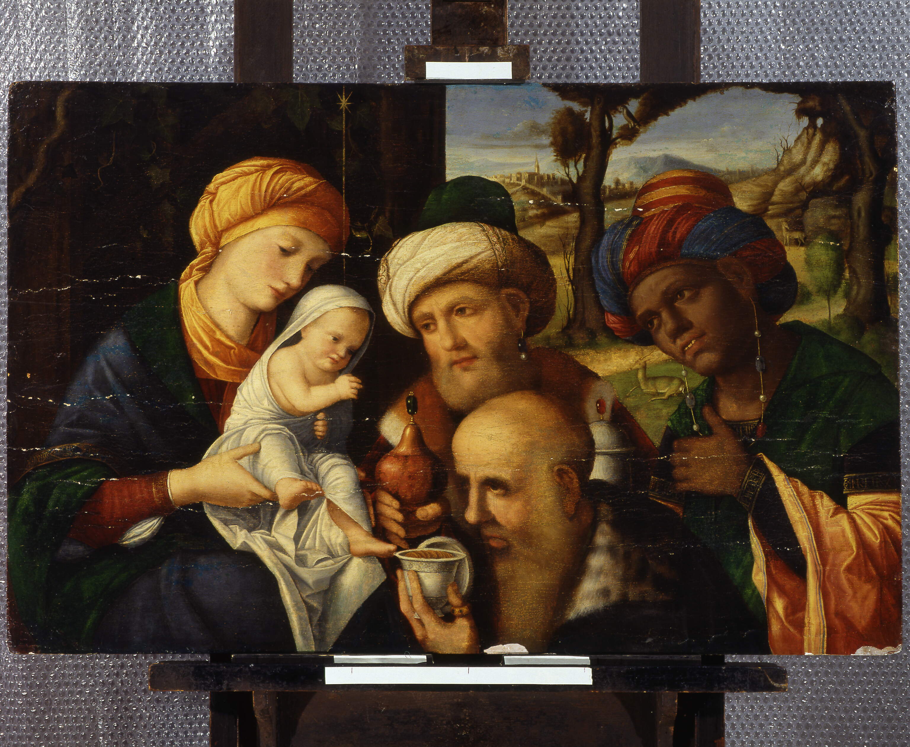 Adorazione dei Magi, Adorazione dei Magi (dipinto, opera isolata) di Francesco di Simone da Santacroce (secc. XVI-XVI)