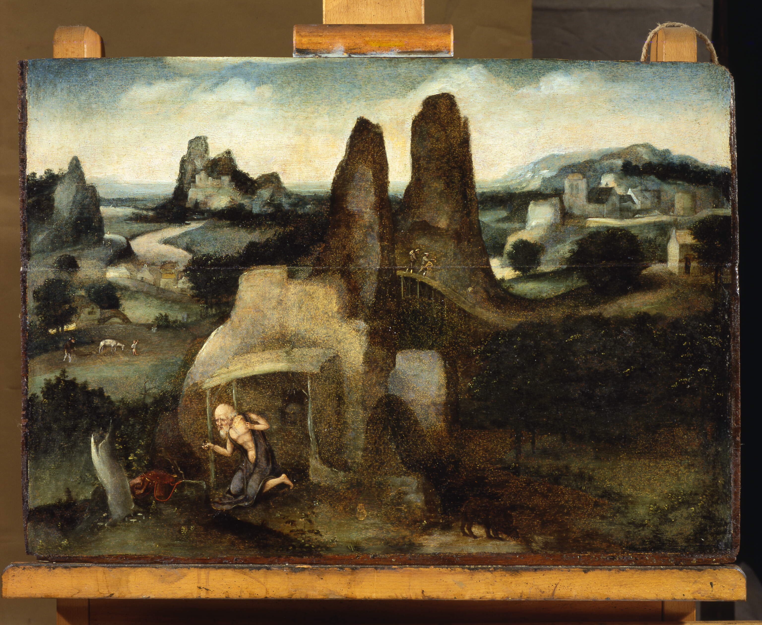 San Girolamo nel deserto, San Girolamo nel deserto (dipinto, opera isolata) di Patinir Joachim (bottega) (sec. XVI)