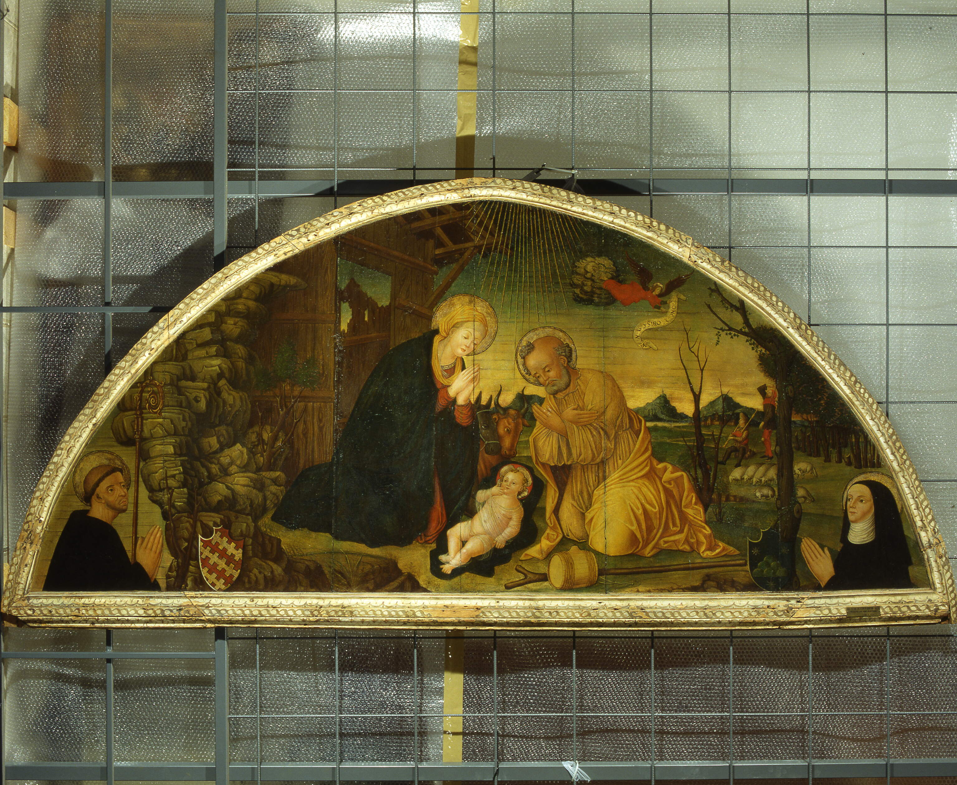 Presepio Dal Bene-Montagna, Natività con i santi Benedetto e Scolastica (dipinto, opera isolata) - ambito nordico (sec. XVI)