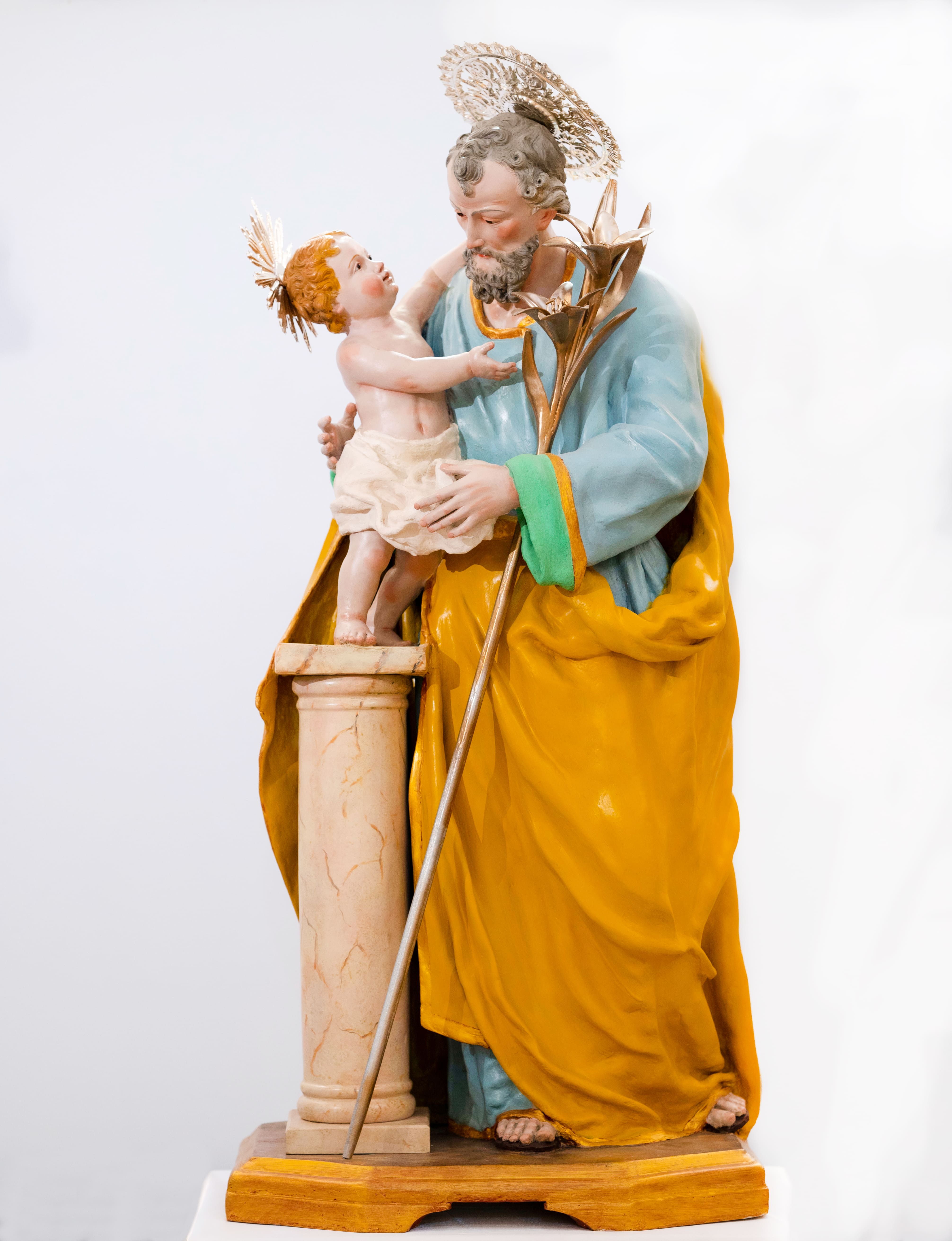 San Giuseppe e Gesù Bambino (gruppo scultoreo, opera isolata) - bottega napoletana (XVIII)