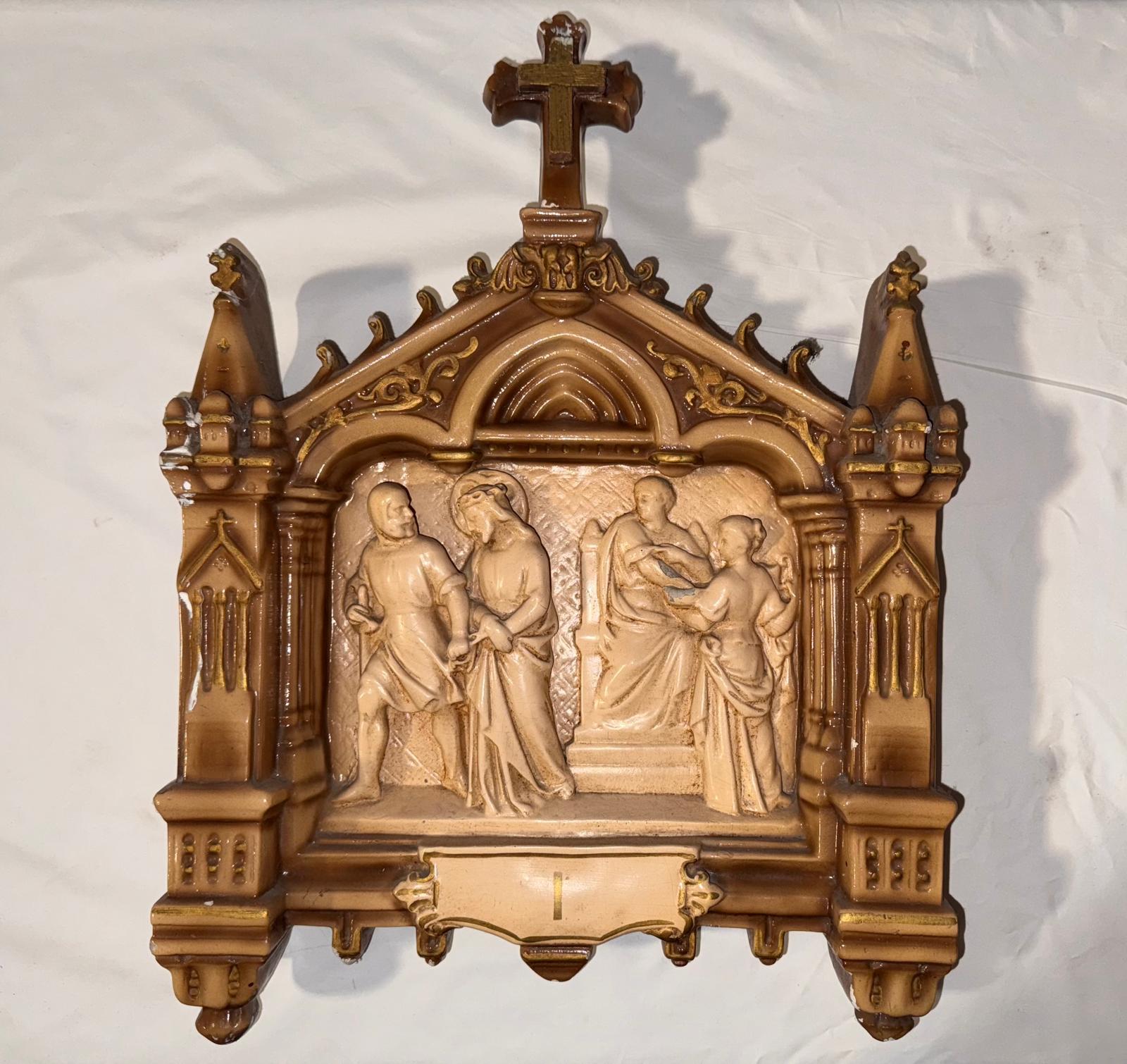 Stazione I: Gesù condannato a morte (stazione della Via Crucis) - ambito campano (XIX)