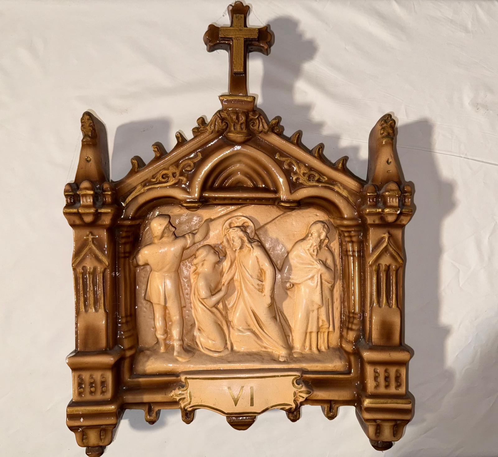 stazione VI: Gesù asciugato dalla Veronica (stazione della Via Crucis) - ambito campano (XIX)