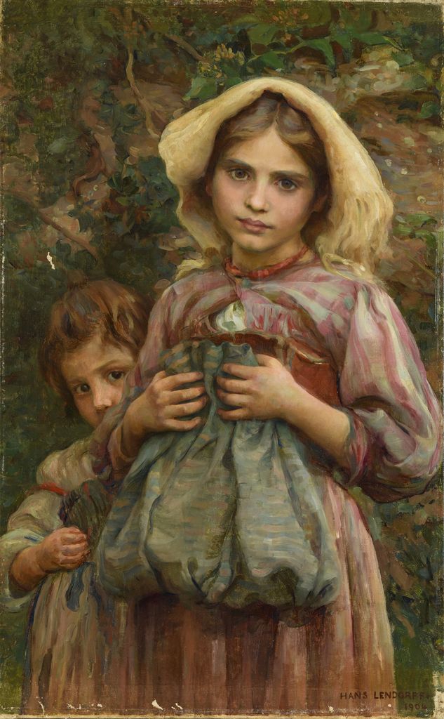 Die Bettlerinen, Le mendicanti, due giovani mendicanti (dipinto) di Lendorff Hans (XX)