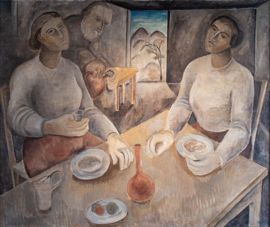 Italienska Condkivinnor abruzzern, Contadine italiane d'Abruzzo, contadine sedute in una locanda (dipinto) di Sköld Otte (XX)