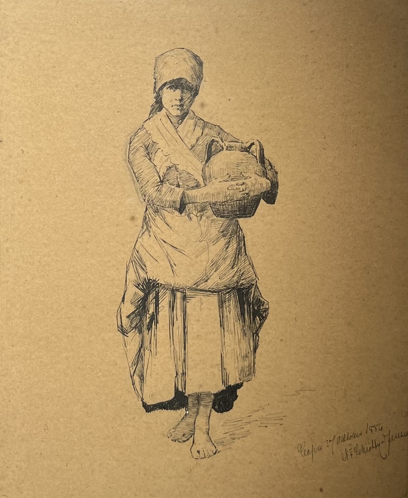 Acquaiola, ritratto di donna caprese (disegno) di Schiøttz-Jensen Niels Frederik (XX)
