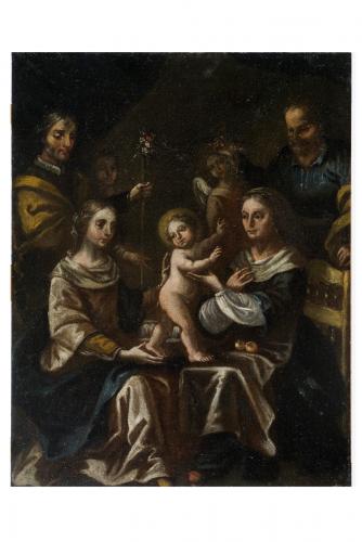 Sacra famiglia con Sant'Anna e San Gioacchino (dipinto) - ambito Italia meridionale (sec. XVIII)