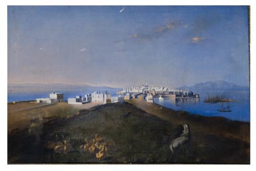 Veduta di Gallipoli dalla zona dei Cappuccini (dipinto) - ambito salentino (fine sec. XIX)