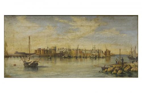 Veduta di Gallipoli dal molo di San Leonardo (dipinto) di Newbery G.F (sec. XIX)