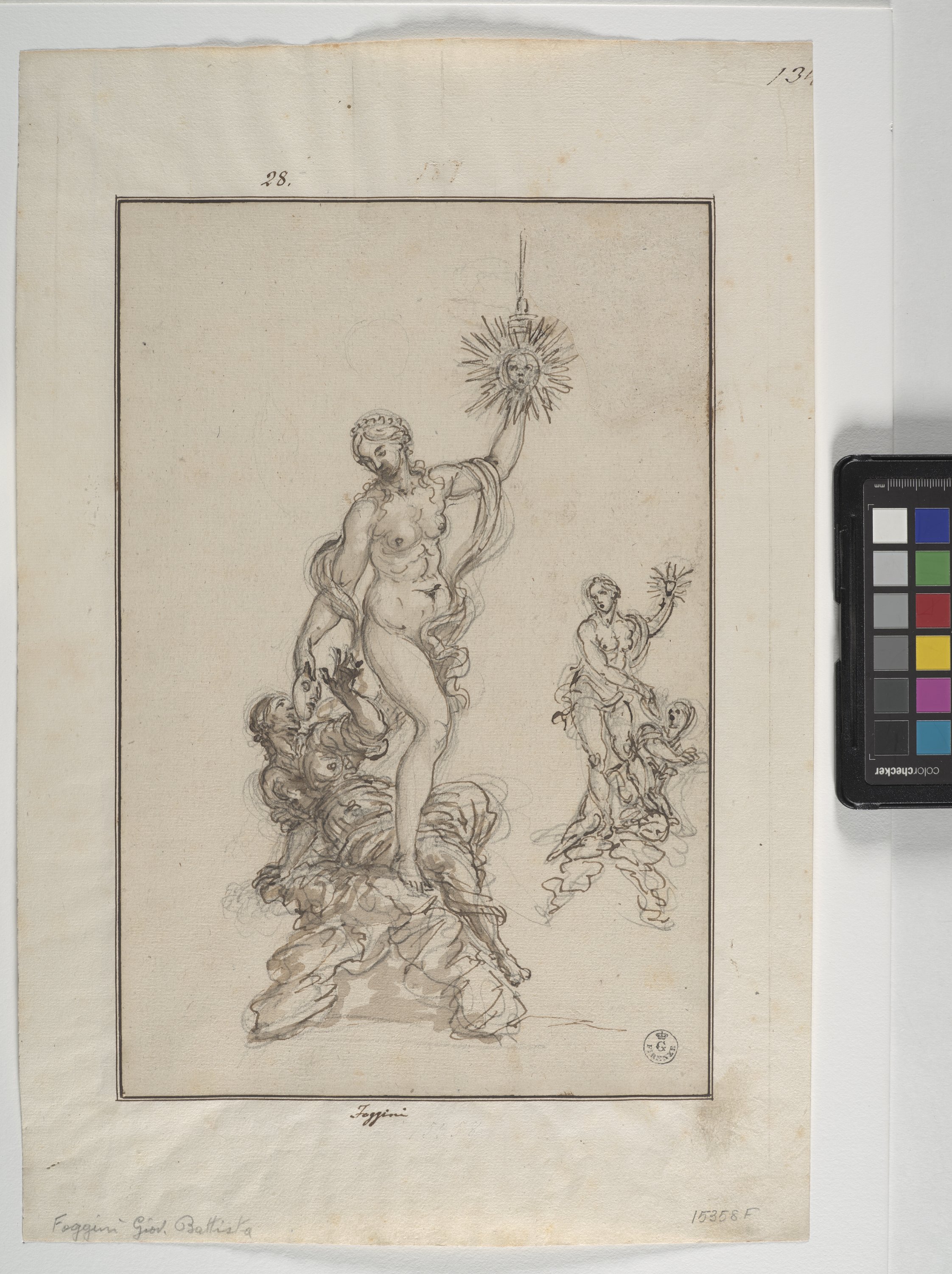 due studi per l'allegoria della Verità che scopre la Menzogna (disegno) di Foggini Giovanni Battista (XVII)