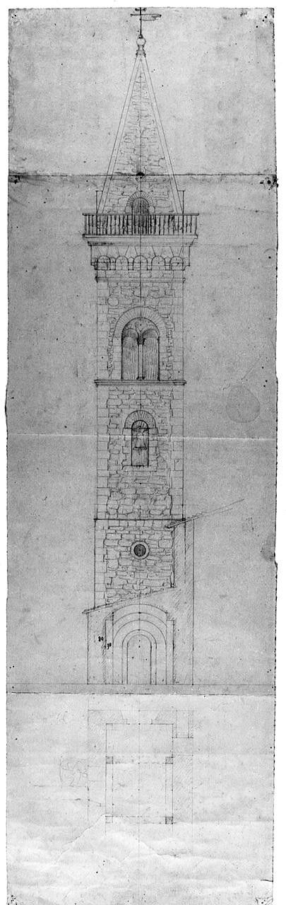 studio per campanile (disegno) di Castellucci Giuseppe (sec. XX)