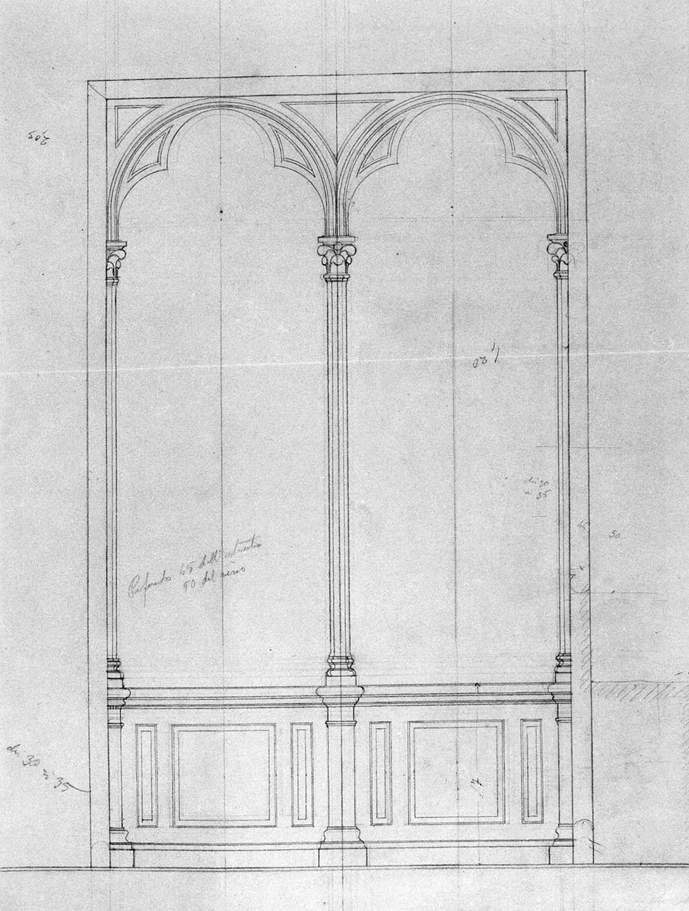 studio per confessionale (disegno) di Castellucci Giuseppe (sec. XX)