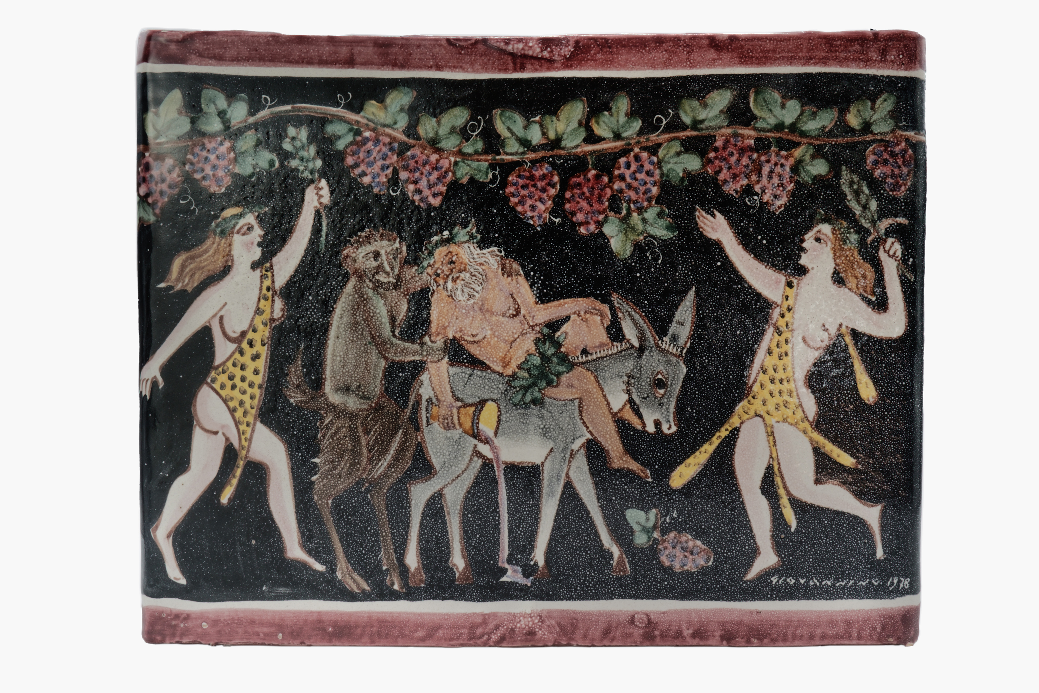 Baccanale con fauni e ninfe (vaso - a vasca) di Carrano, Giovannino - ambito vietrese (ultimo quarto XX)