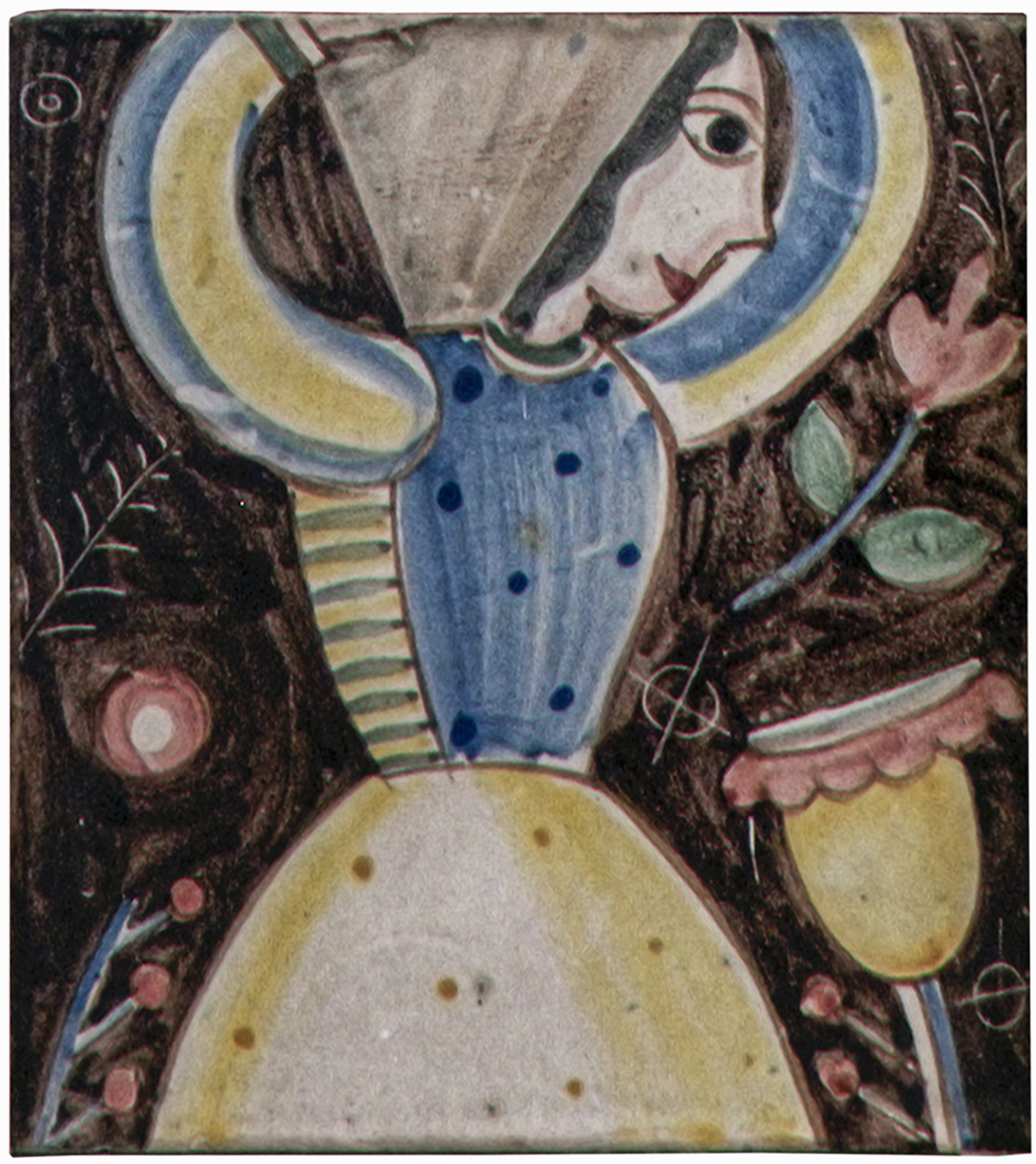 Figure umane tra elementi della natura (piastrella) di Dölker, Richard (XX)