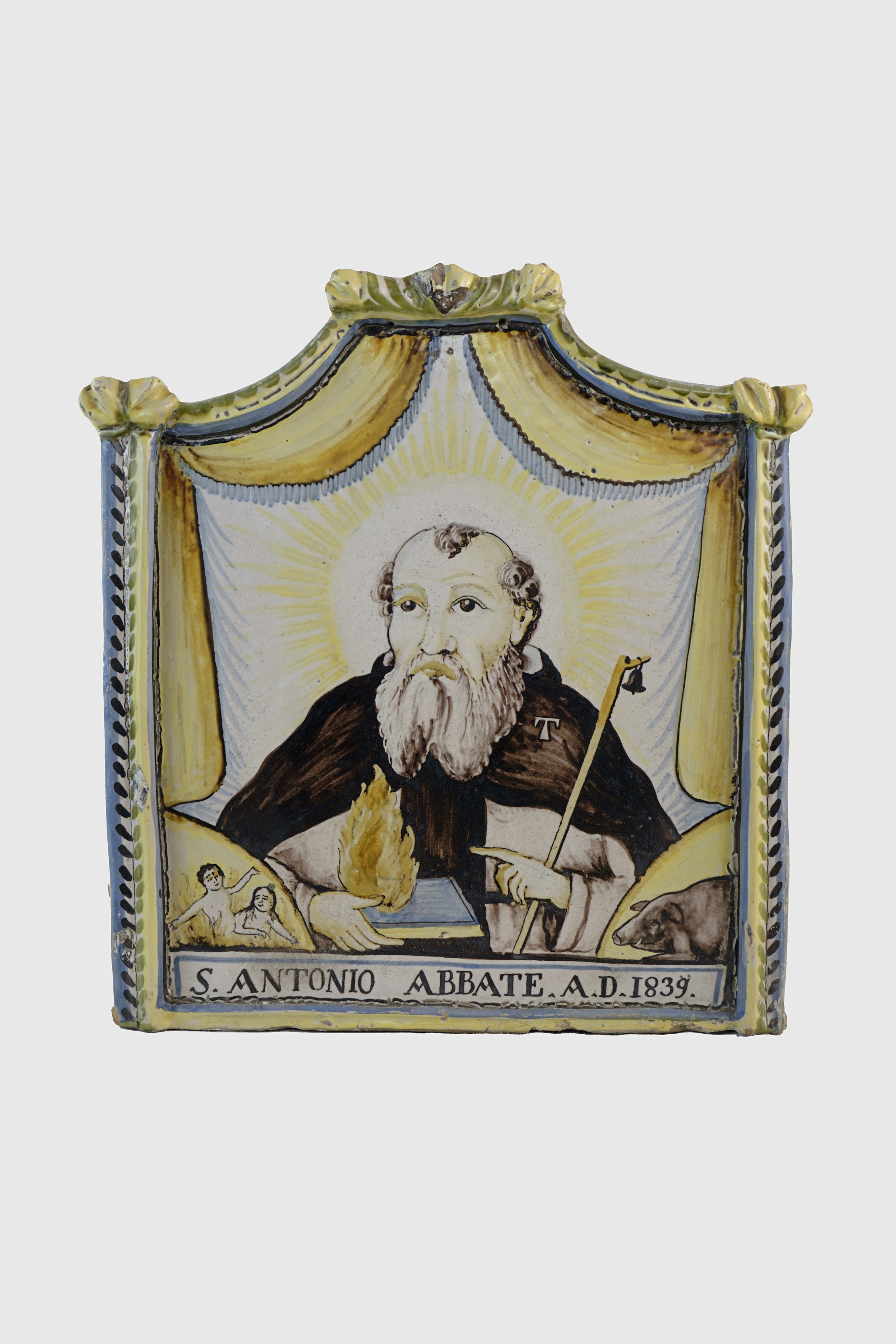 Sant'Antonio Abate (targa devozionale) - ambito vietrese (XIX)