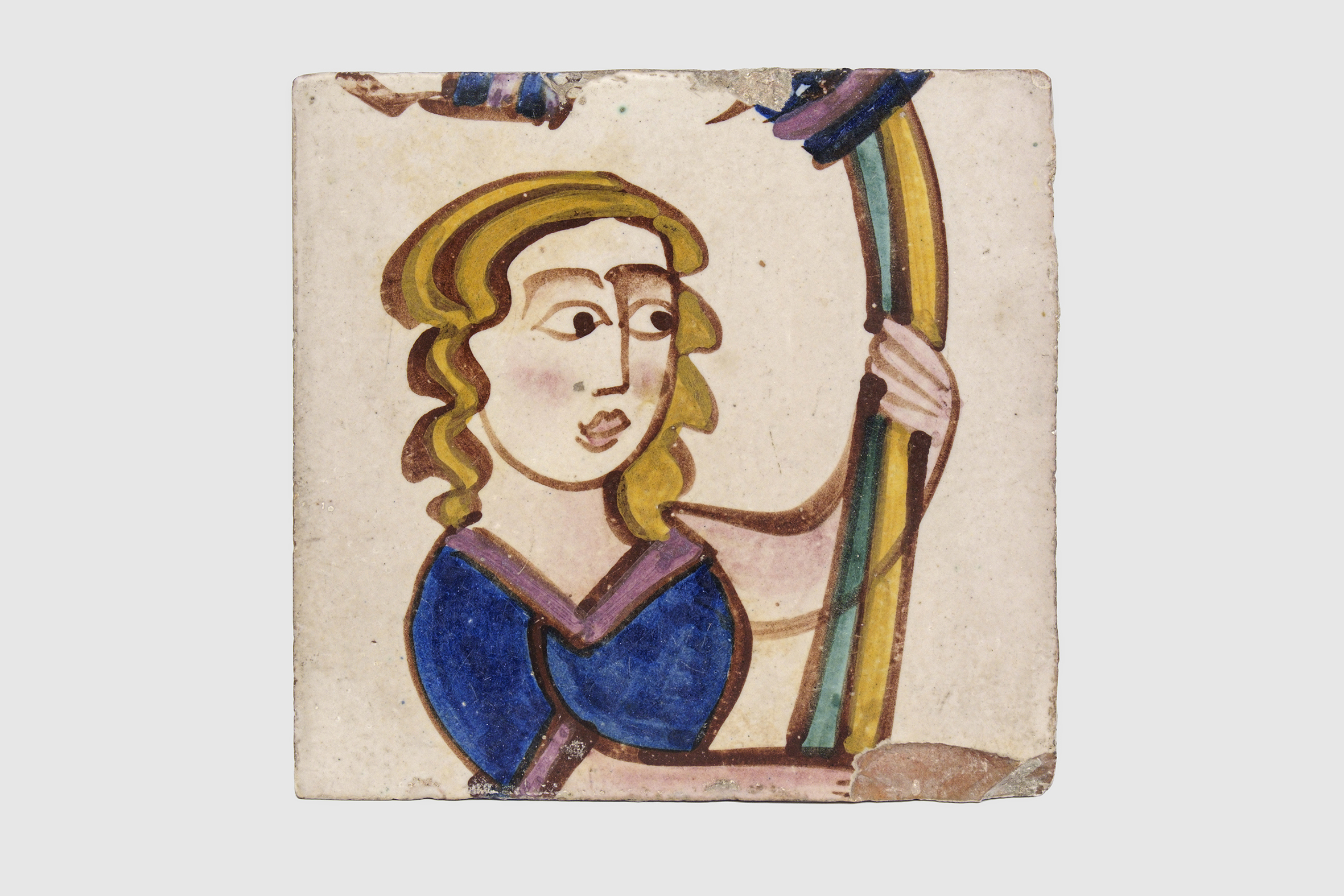 donna che regge sostegno verticcale (piastrella) di Dölker, Richard (XX)