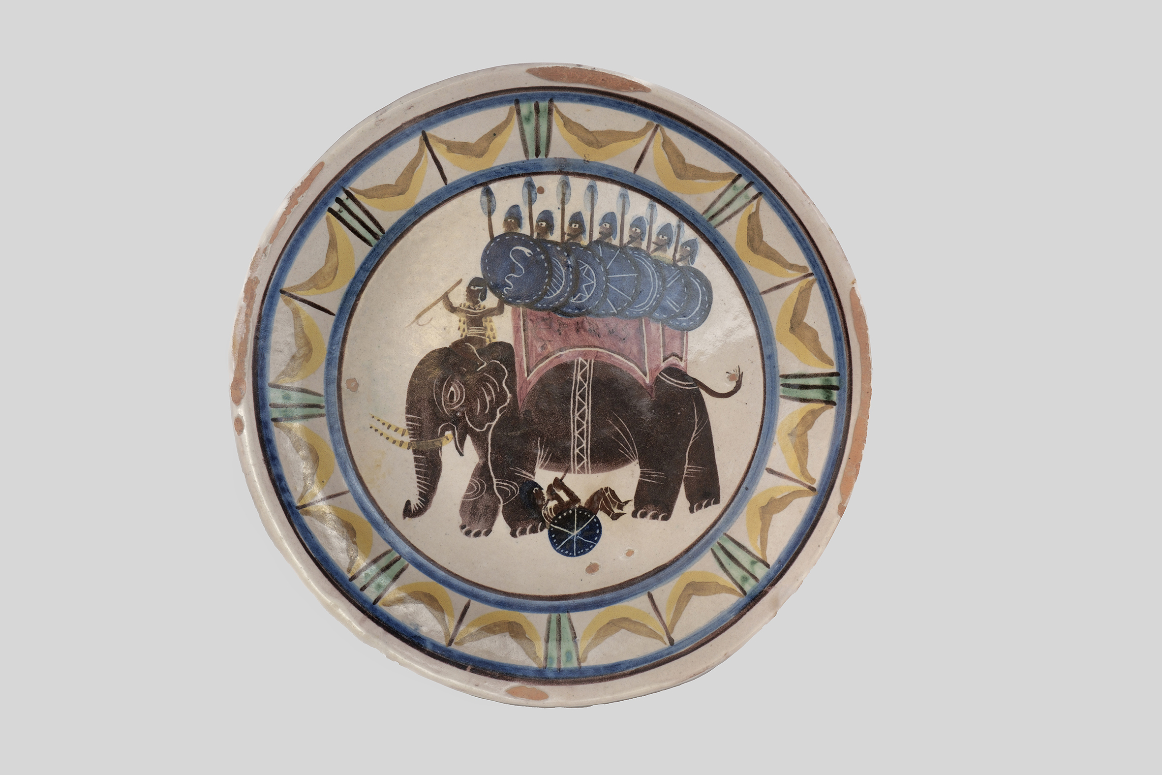 guerrieri su elefante (piatto) di Dölker, Richard (anni venti XX)