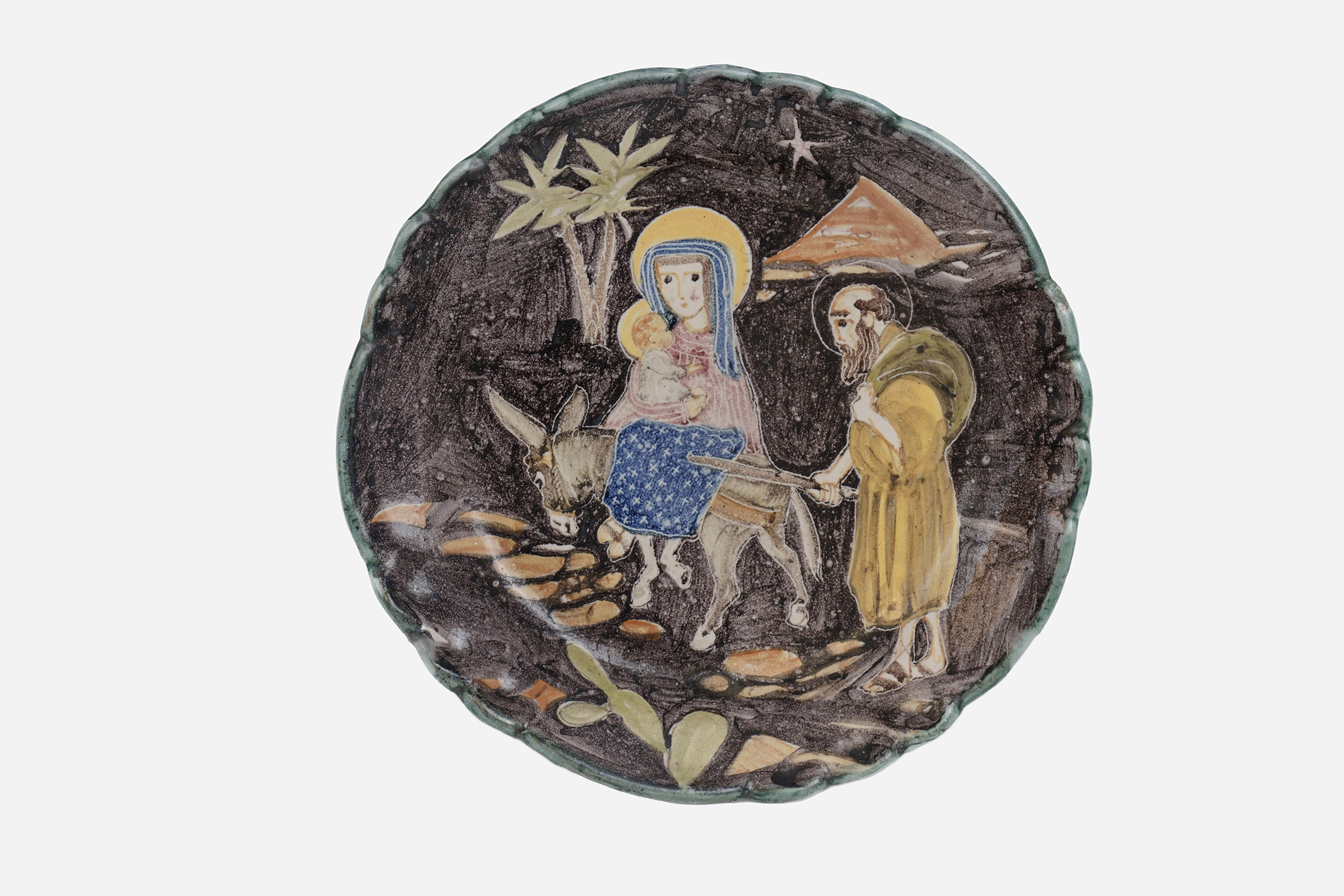 Sacra Famiglia (piatto) di Anelli, Luigi, I.C.A.M Industria Ceramica Artistica Meridionalle (anni cinquanta XX)