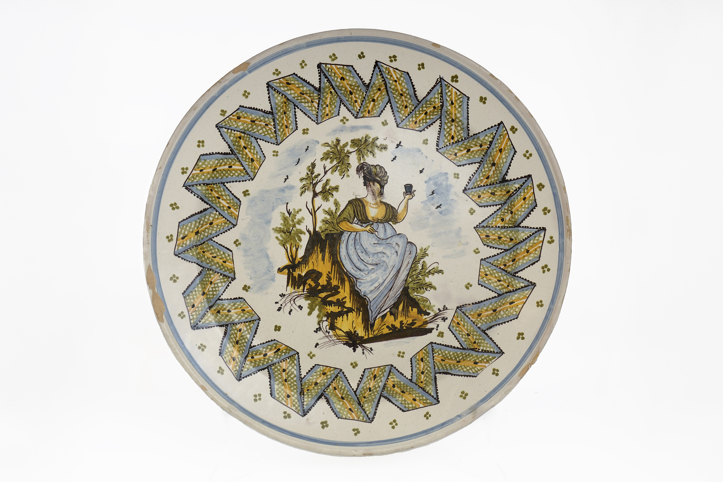 donna in paesaggio naturale (piatto) - AMBITO VIETRESE (inizio XIX)