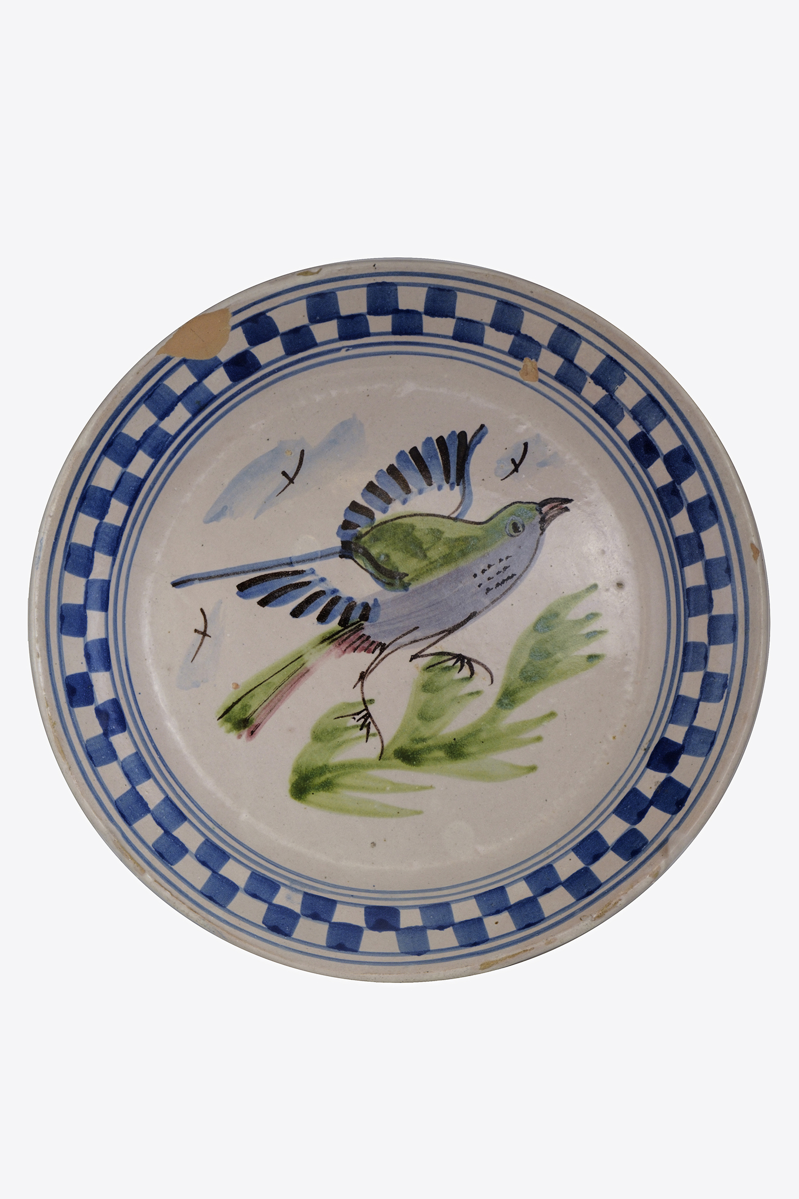 uccellino sul ramo (piatto) - AMBITO VIETRESE (inizio XX)