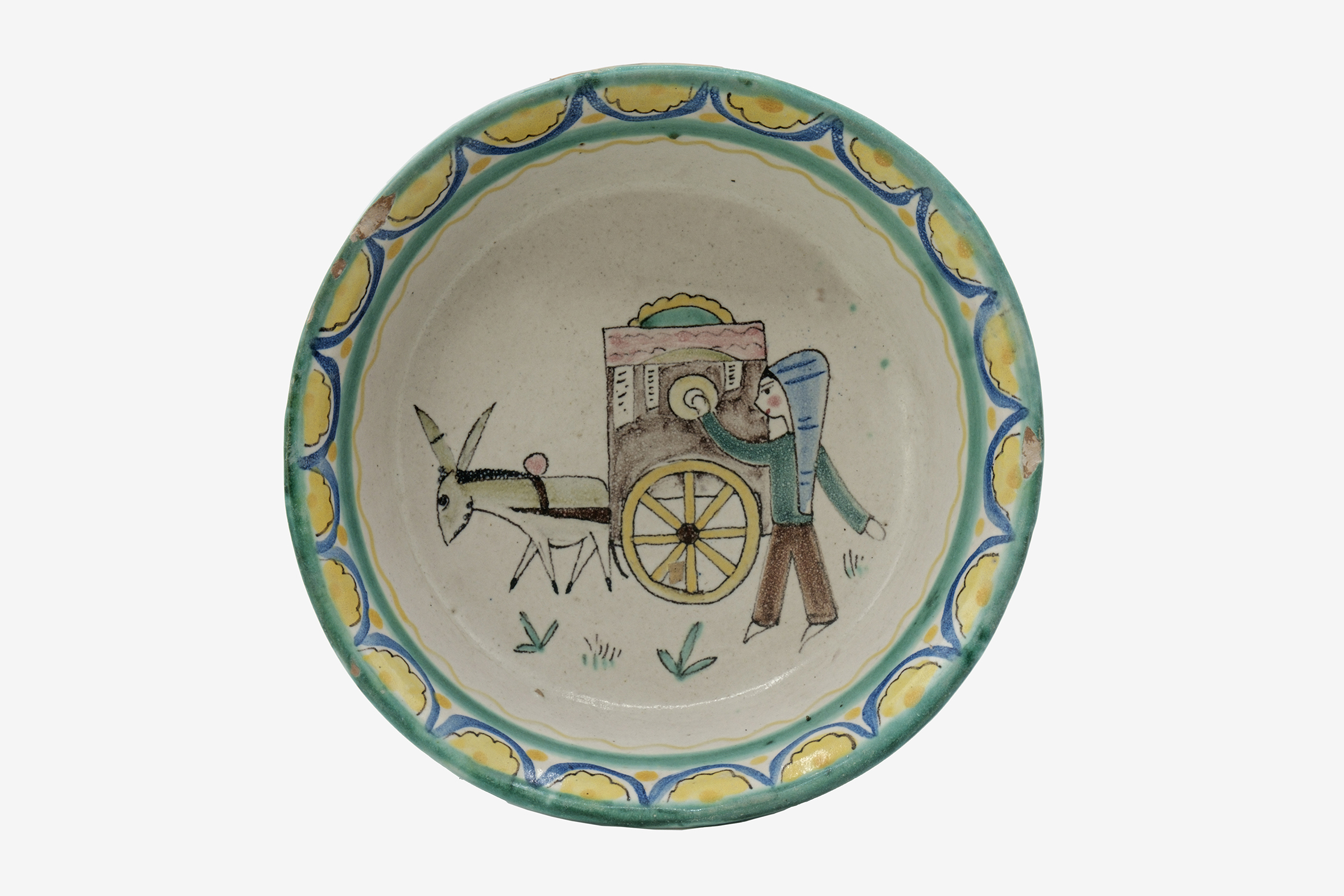 suonatore ambulante (coppa) di Ceramica Pinto (anni cinquanta XX)