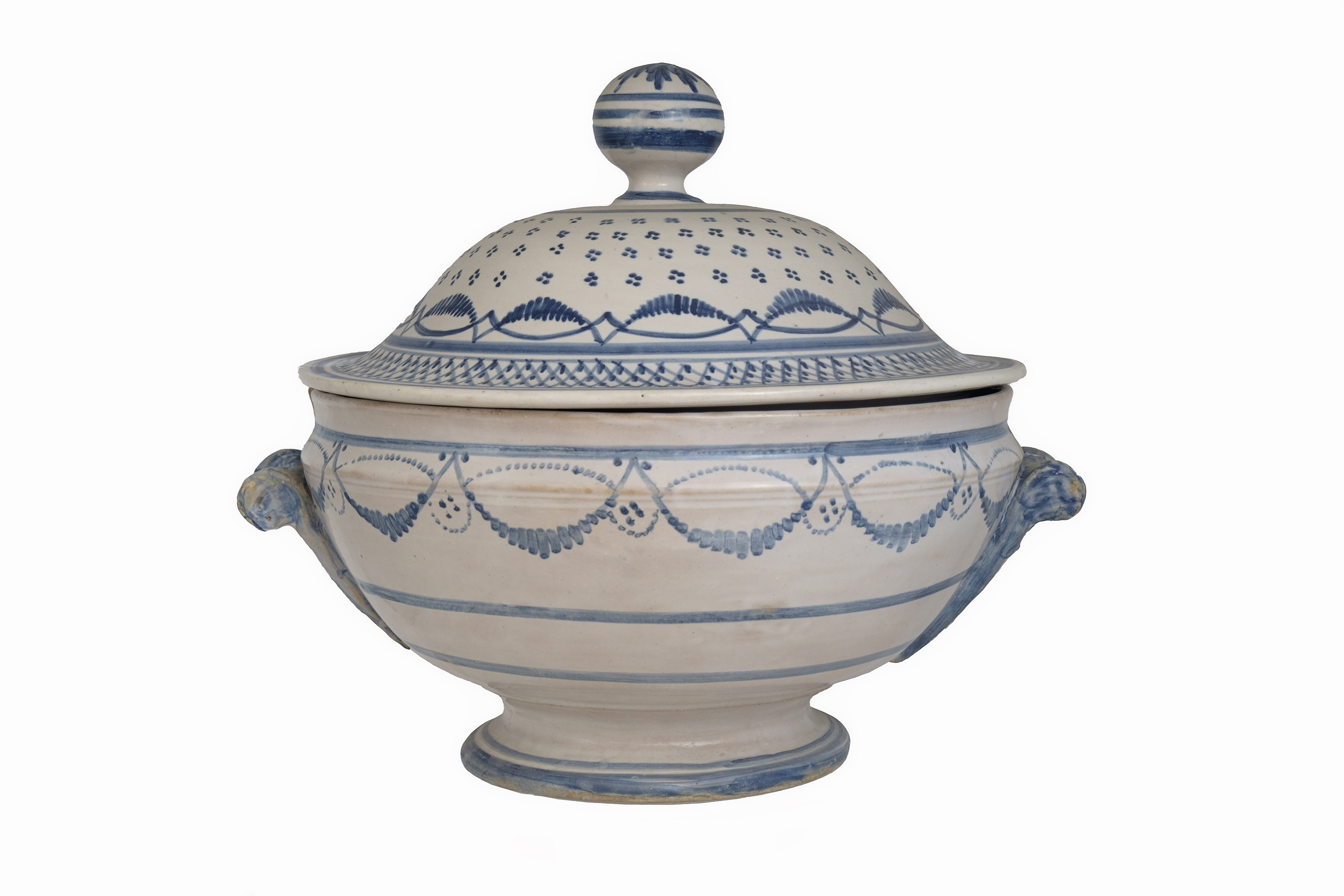 festoni, losanghe e fiori stilizzati (zuppiera) - ambito vietrese (inizio XX)