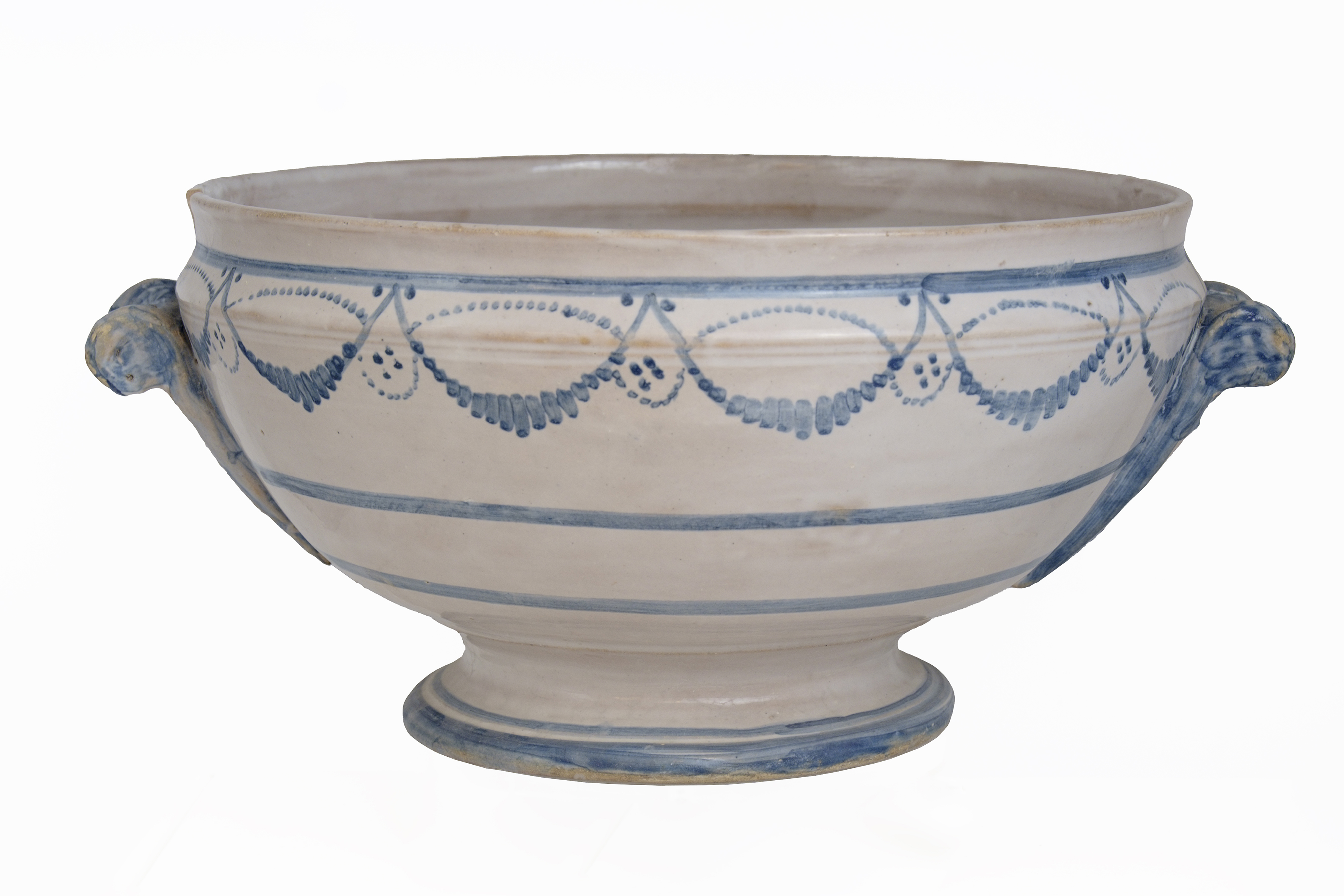 festoni, losanghe e fiori stilizzati (zuppiera) - ambito vietrese (inizio XX)