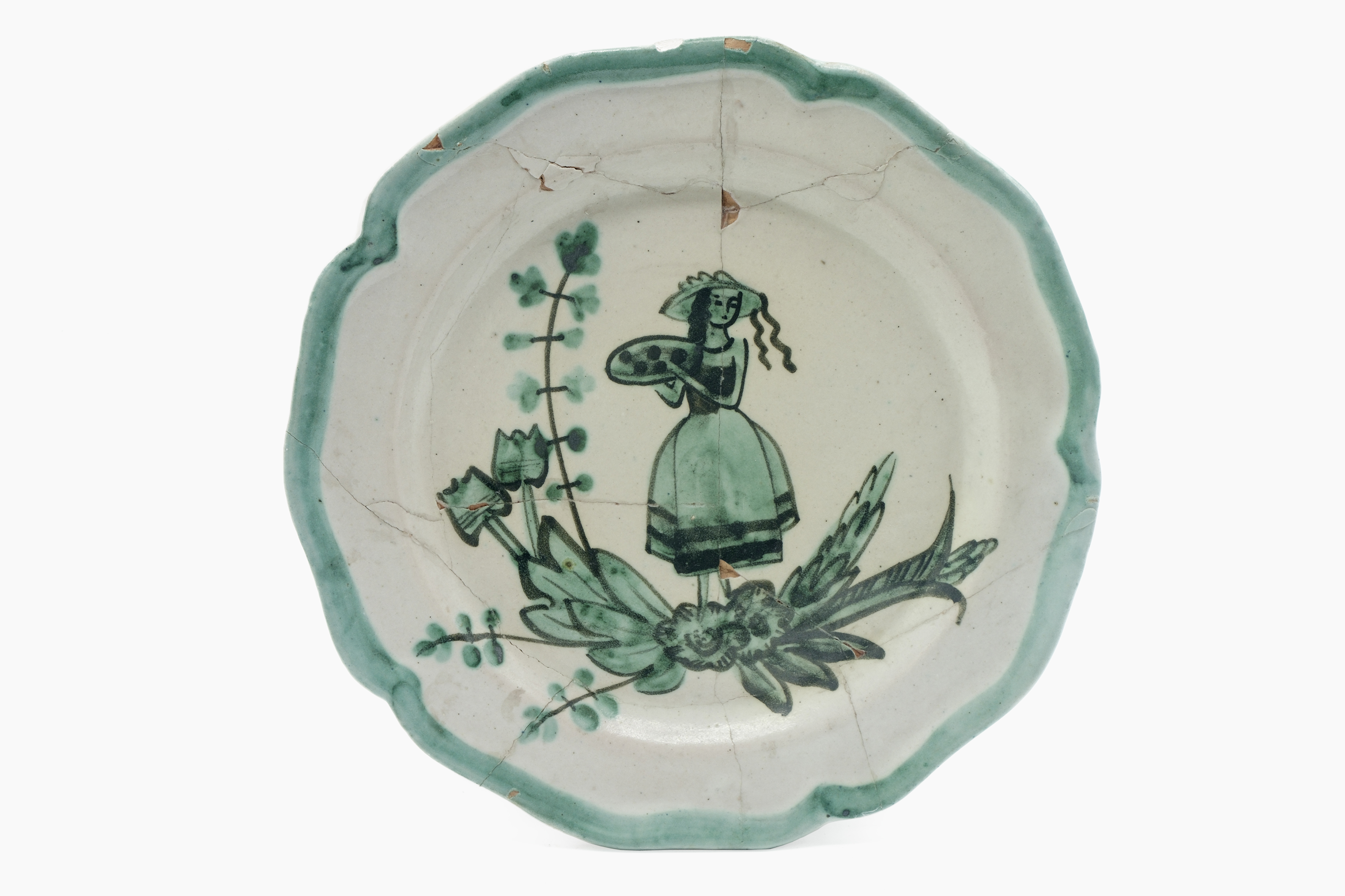 figura femminile (piatto) di Dölker, Richard (laboratorio) - ambito vietrese (XX)