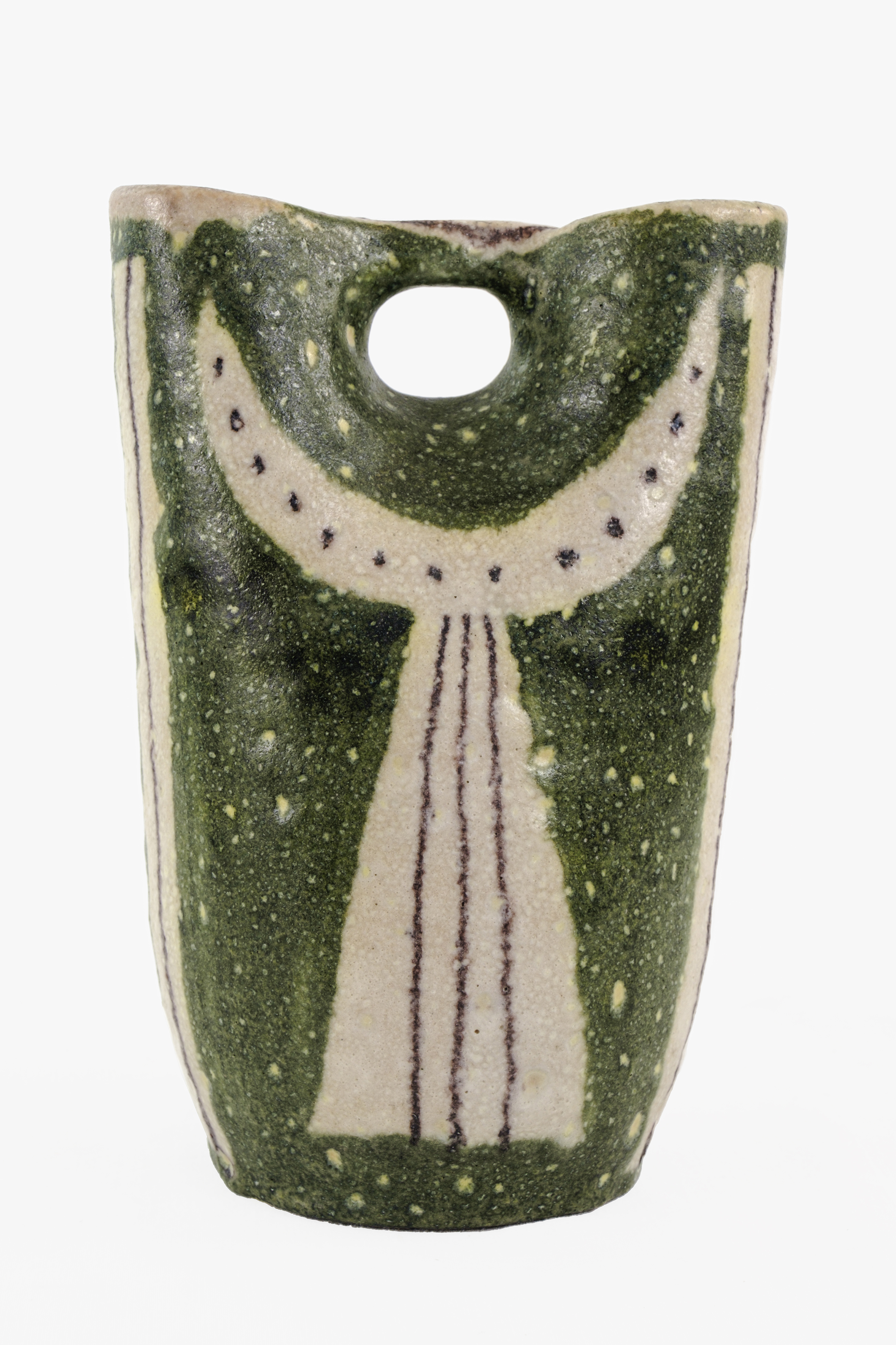 testa taurina stilizzata (vaso) di Gambone, Guido (laboratorio) - ambito vietrese (terzo quarto XX)