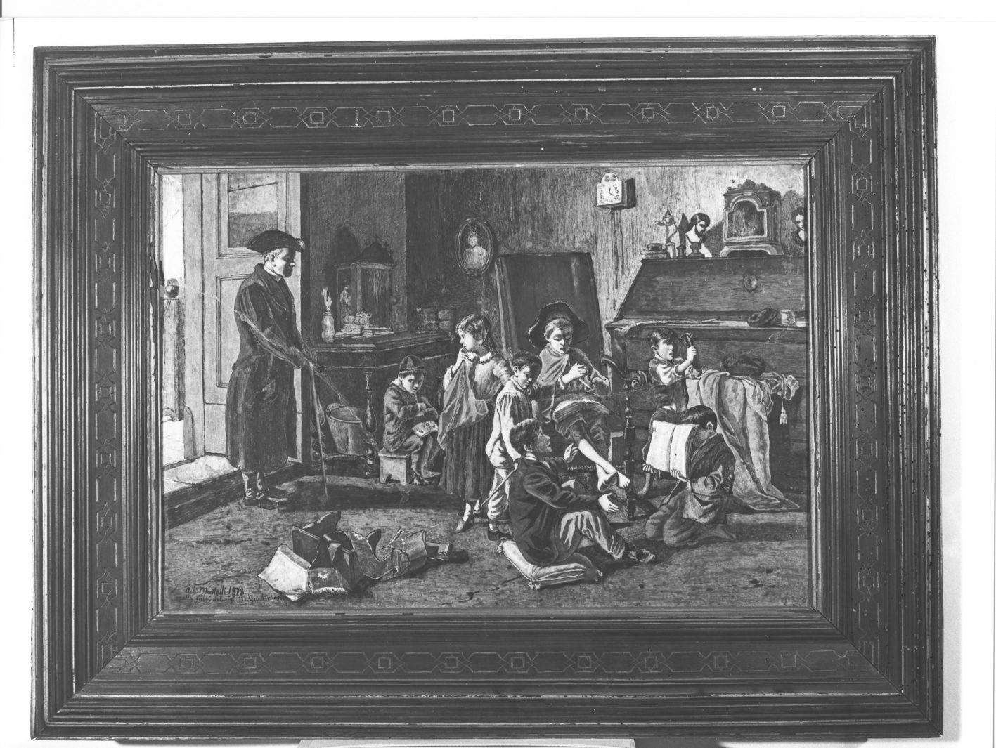 O tempora, o mores, scena familiare (mattonella) di Martelli Achille (sec. XIX)