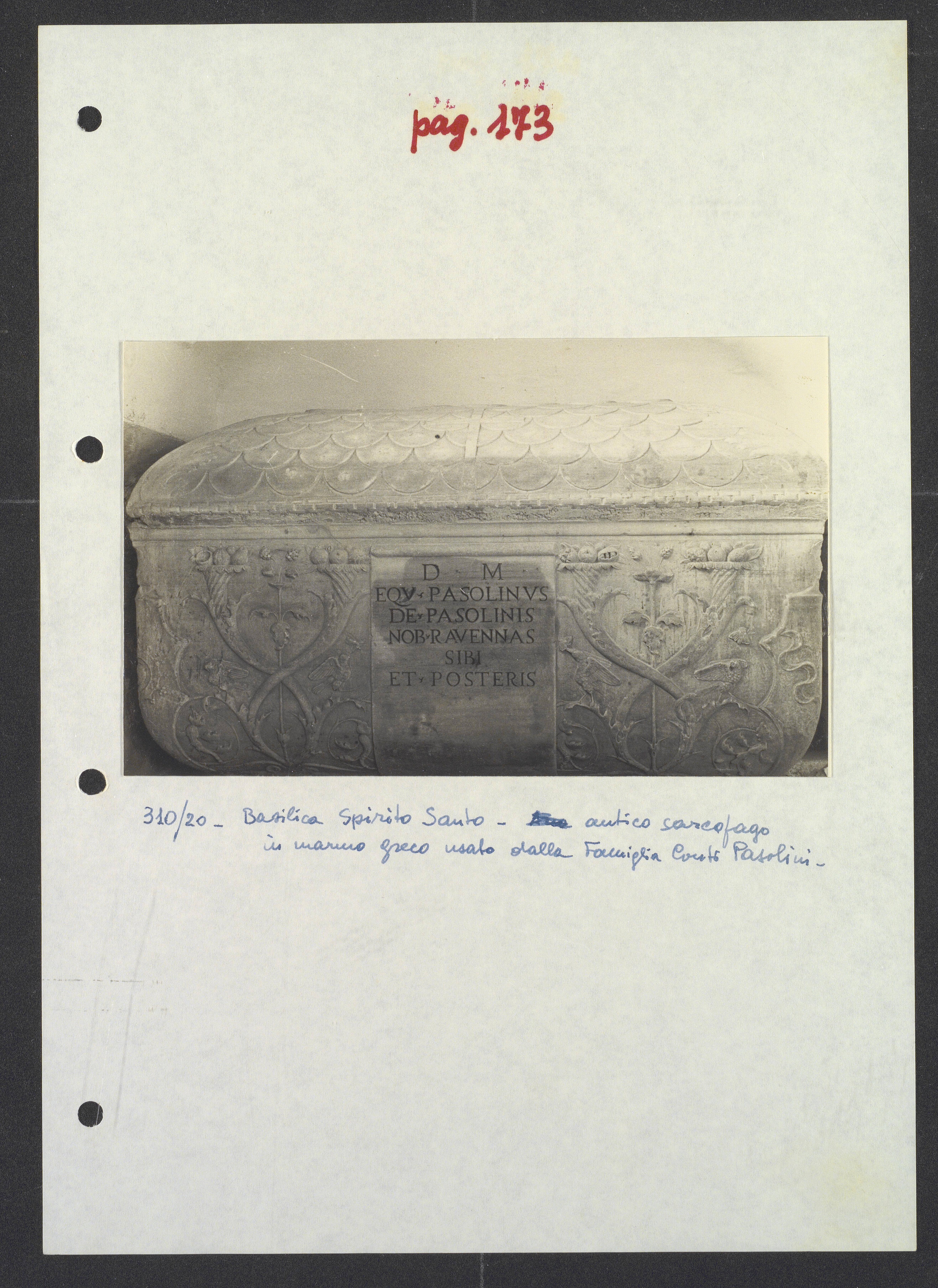 Sarcofago della famiglia Conti Pasolini (positivo) di Torre, Franco (XX)