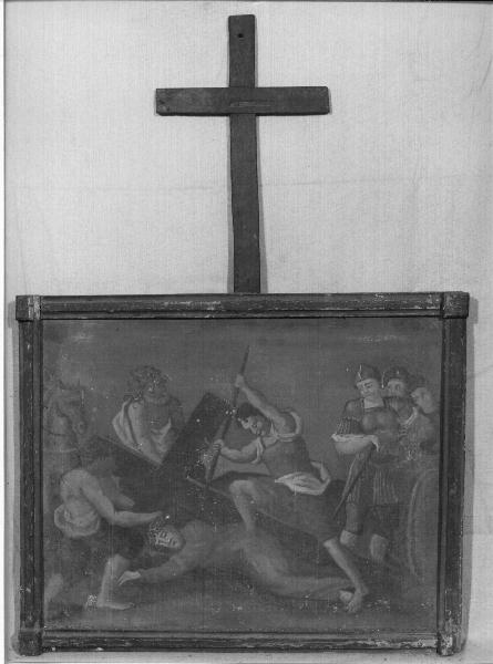 stazione VII: Gesù cade sotto la croce la seconda volta (Via Crucis, elemento d'insieme) - ambito genovese (secc. XVI/ XVII)