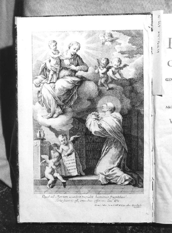 apparizione della Madonna a San Bernardo (stampa, elemento d'insieme) di Zuliani Antonio (sec. XVIII)